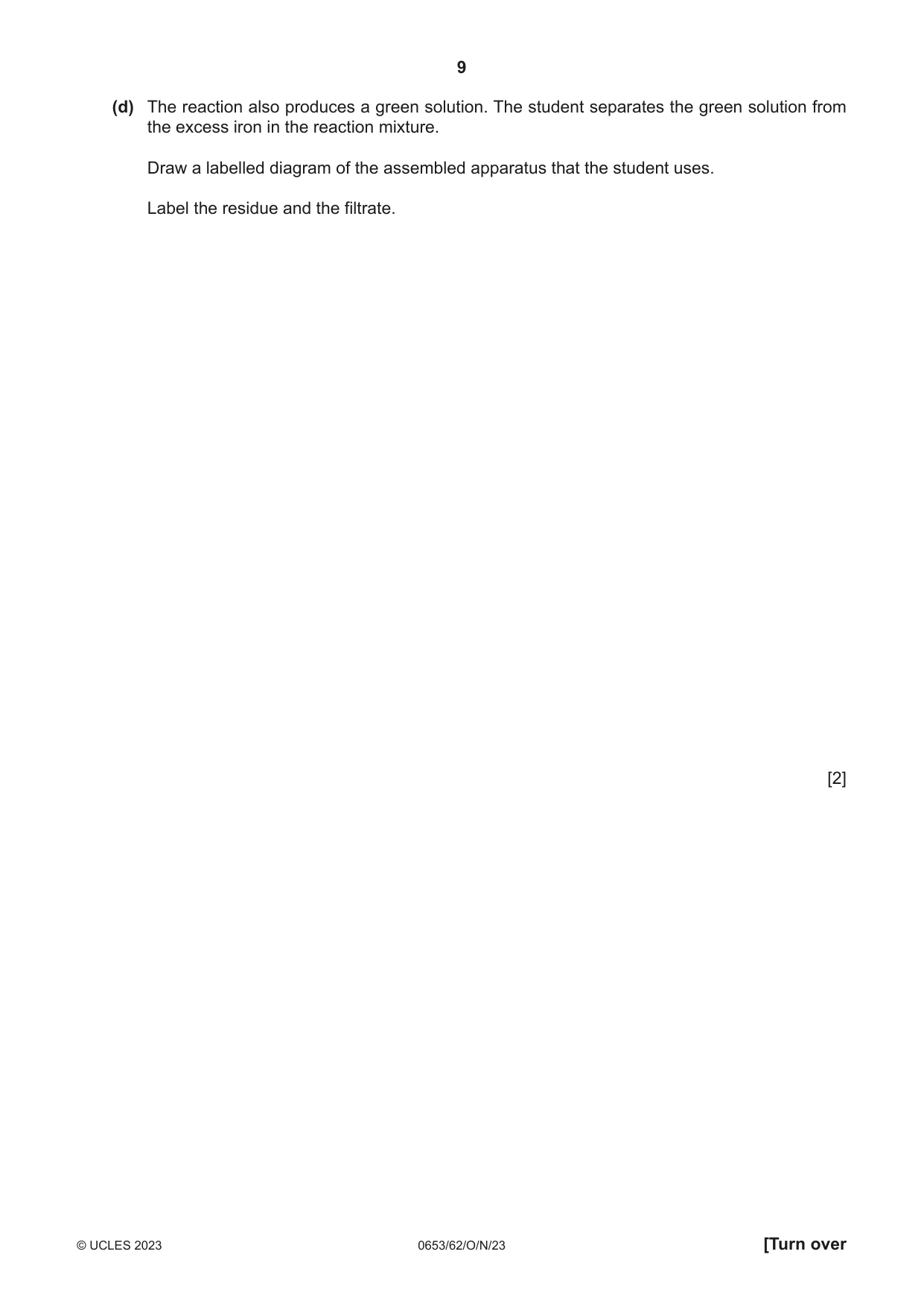 Cambridge IGCSE Science - Combined 0653 2023 Oct/Nov Paper 6 · Variant 2 question paper, page 9 of 20