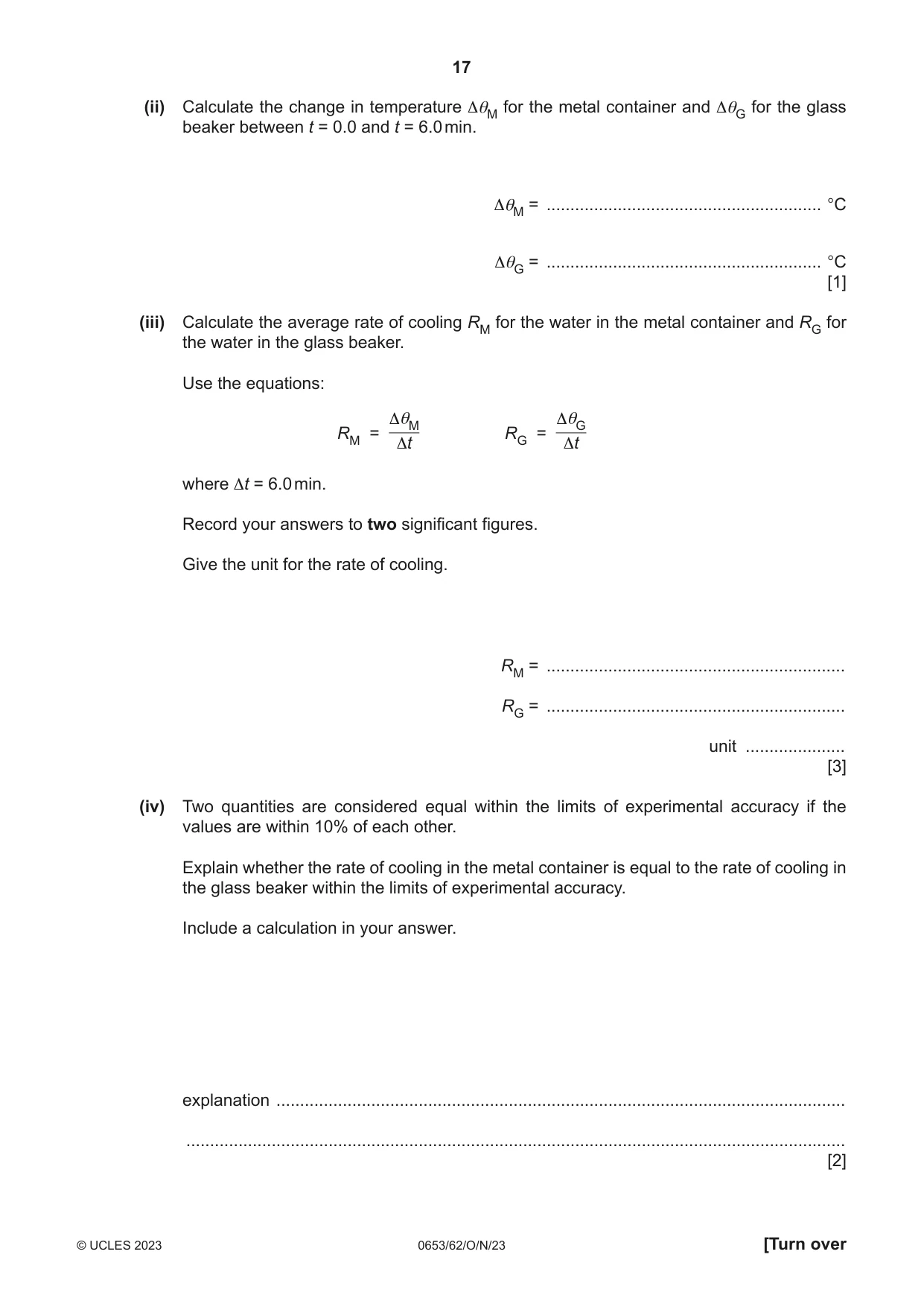 Cambridge IGCSE Science - Combined 0653 2023 Oct/Nov Paper 6 · Variant 2 question paper, page 17 of 20