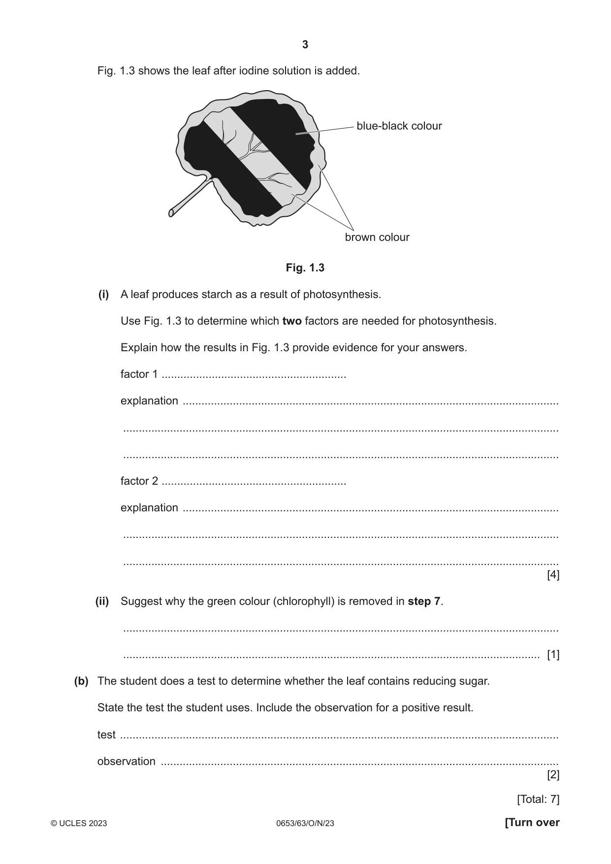 Cambridge IGCSE Science - Combined 0653 2023 Oct/Nov Paper 6 · Variant 3 question paper, page 3 of 16