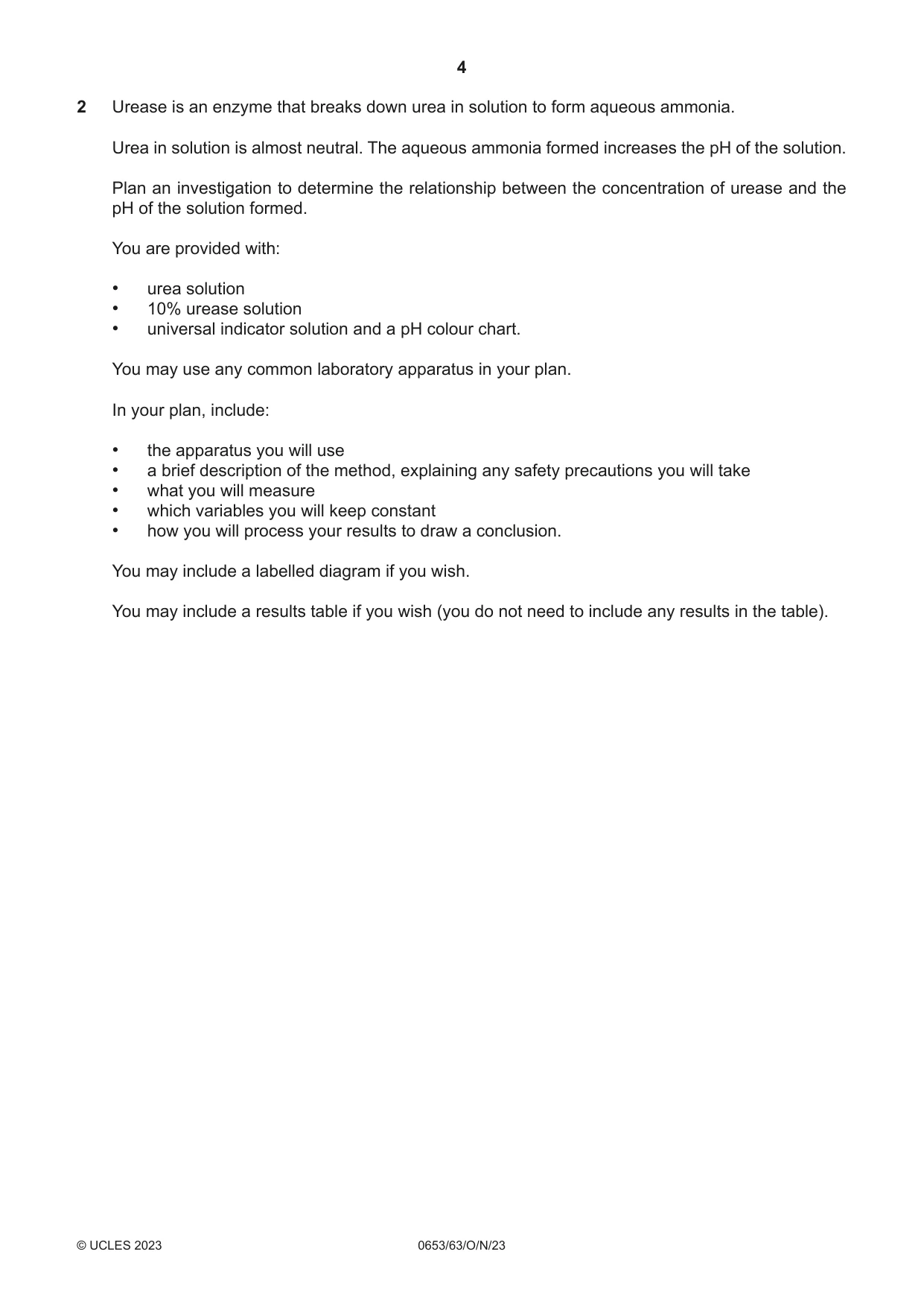 Cambridge IGCSE Science - Combined 0653 2023 Oct/Nov Paper 6 · Variant 3 question paper, page 4 of 16