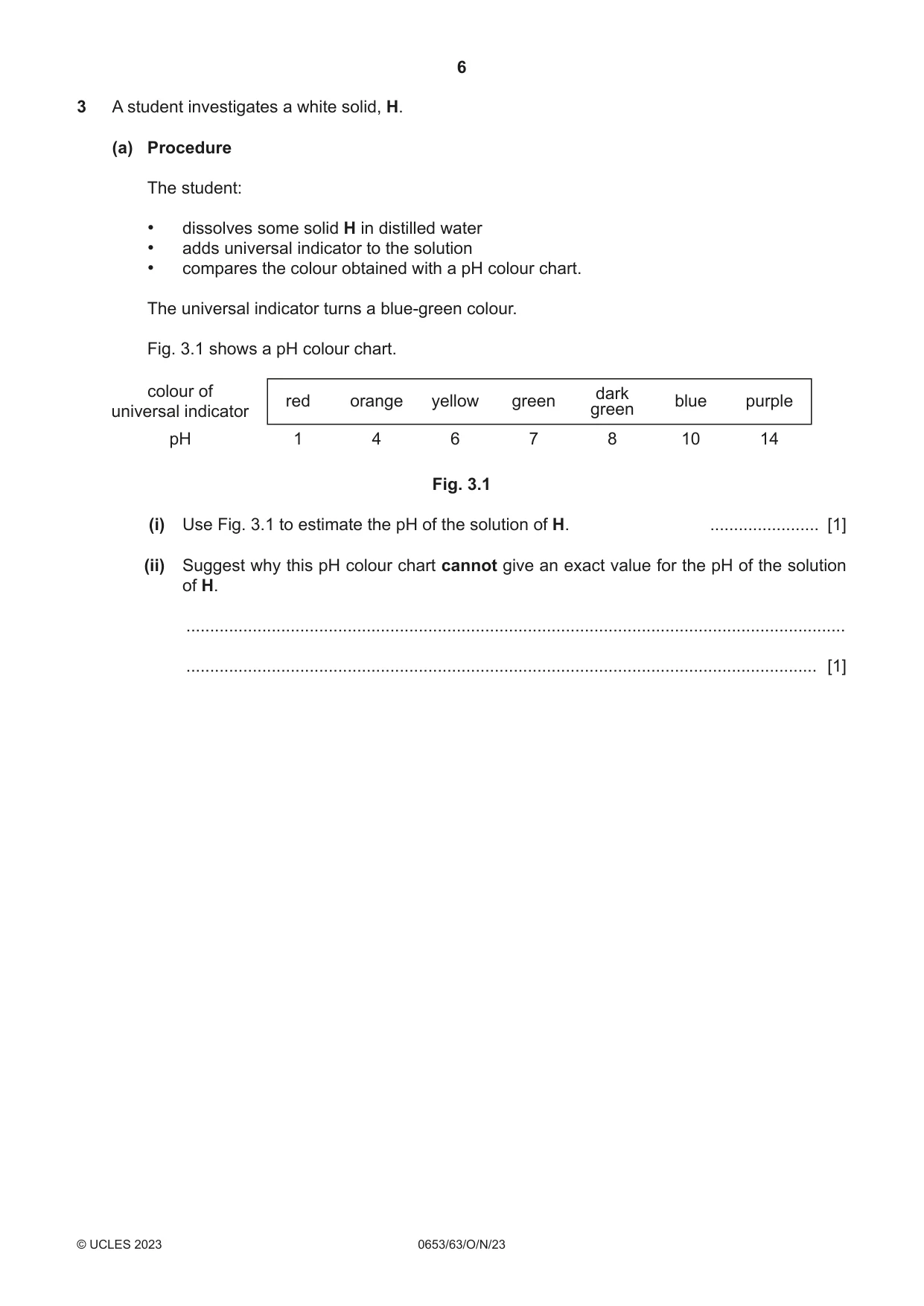 Cambridge IGCSE Science - Combined 0653 2023 Oct/Nov Paper 6 · Variant 3 question paper, page 6 of 16