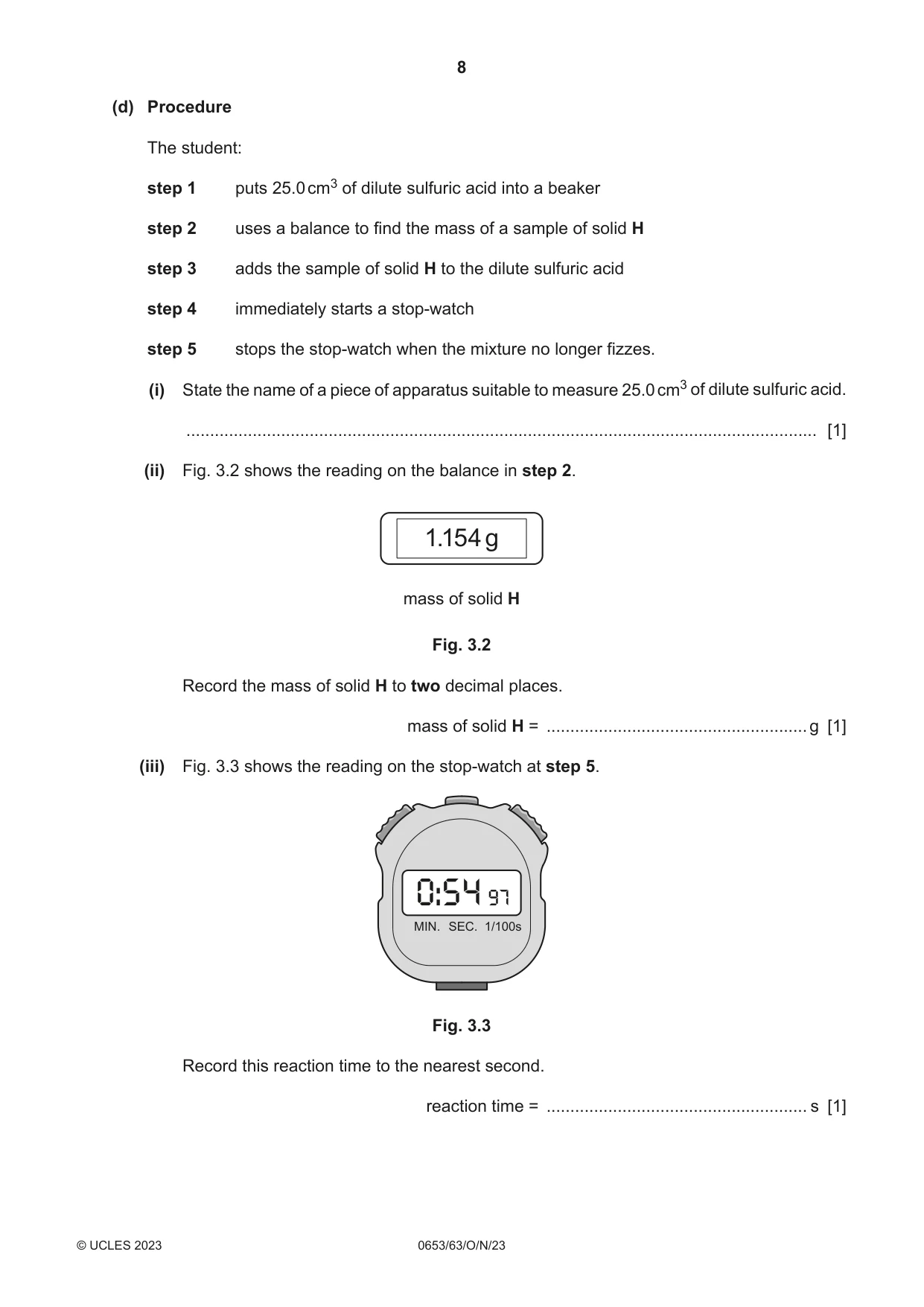 Cambridge IGCSE Science - Combined 0653 2023 Oct/Nov Paper 6 · Variant 3 question paper, page 8 of 16