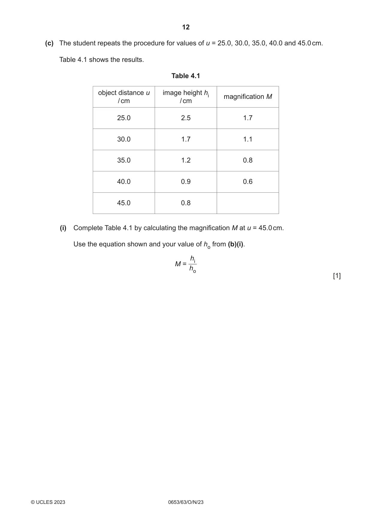 Cambridge IGCSE Science - Combined 0653 2023 Oct/Nov Paper 6 · Variant 3 question paper, page 12 of 16