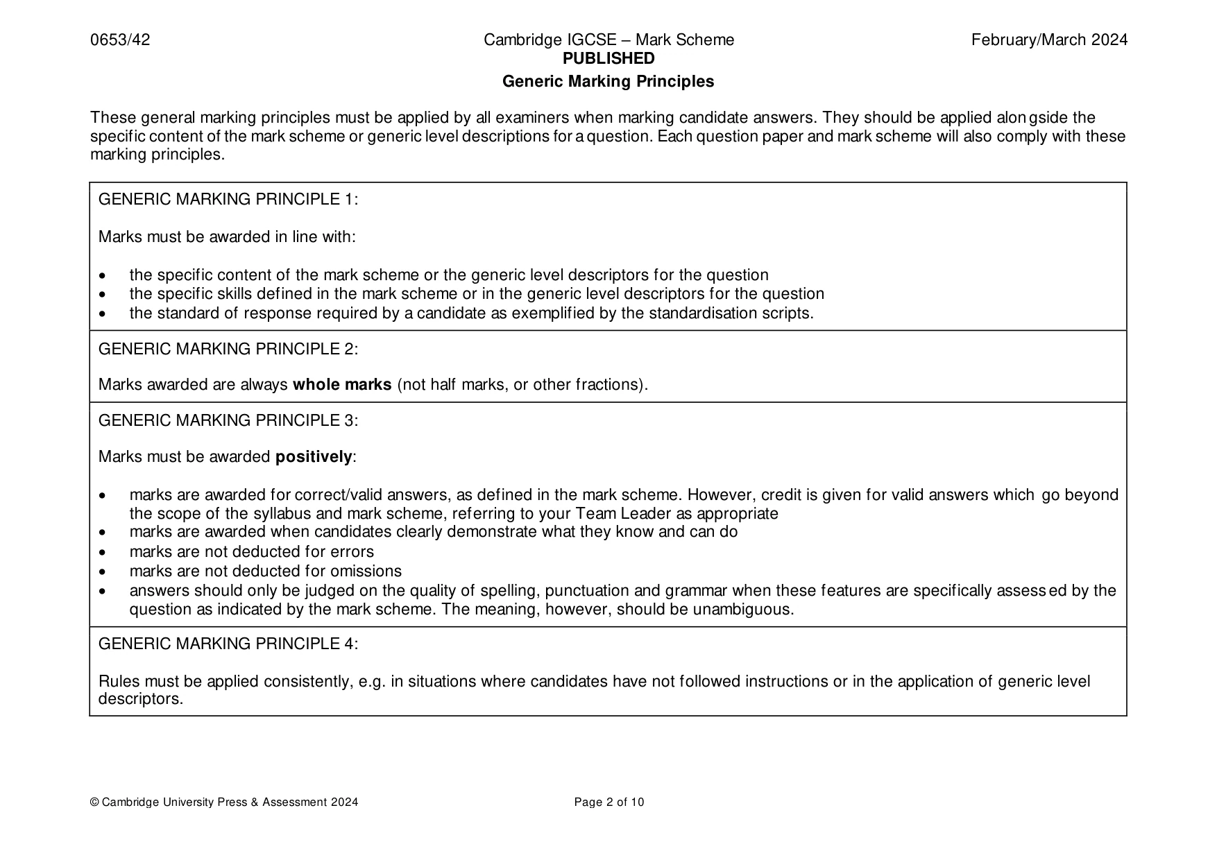 Mark scheme, page 2 of 10
