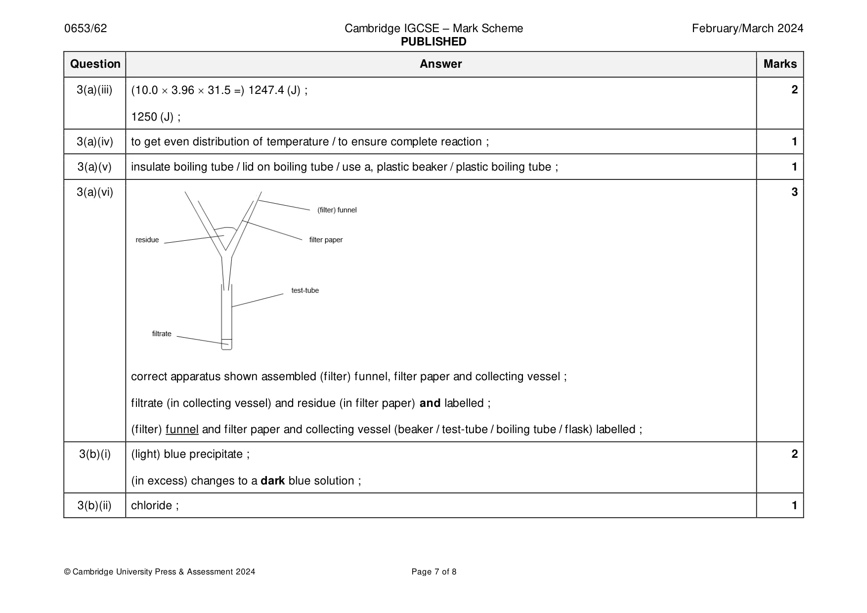 Mark scheme, page 7 of 8