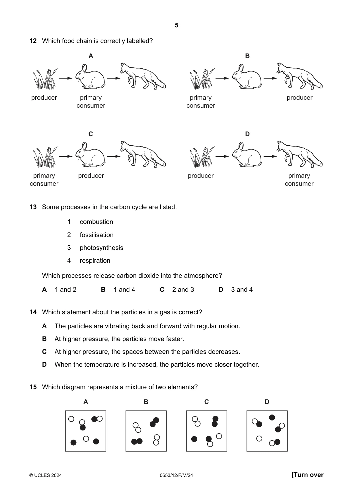 Cambridge IGCSE Science - Combined 0653 2024 Feb/March Paper 1 · Variant 2 question paper, page 5 of 16