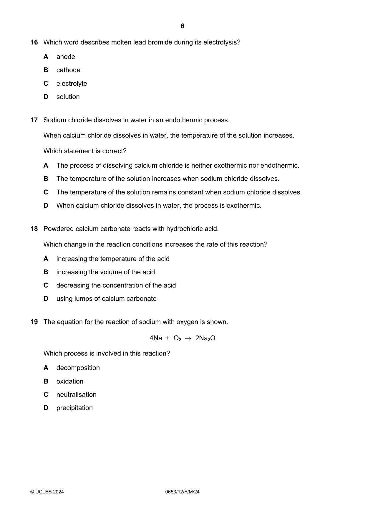 Cambridge IGCSE Science - Combined 0653 2024 Feb/March Paper 1 · Variant 2 question paper, page 6 of 16