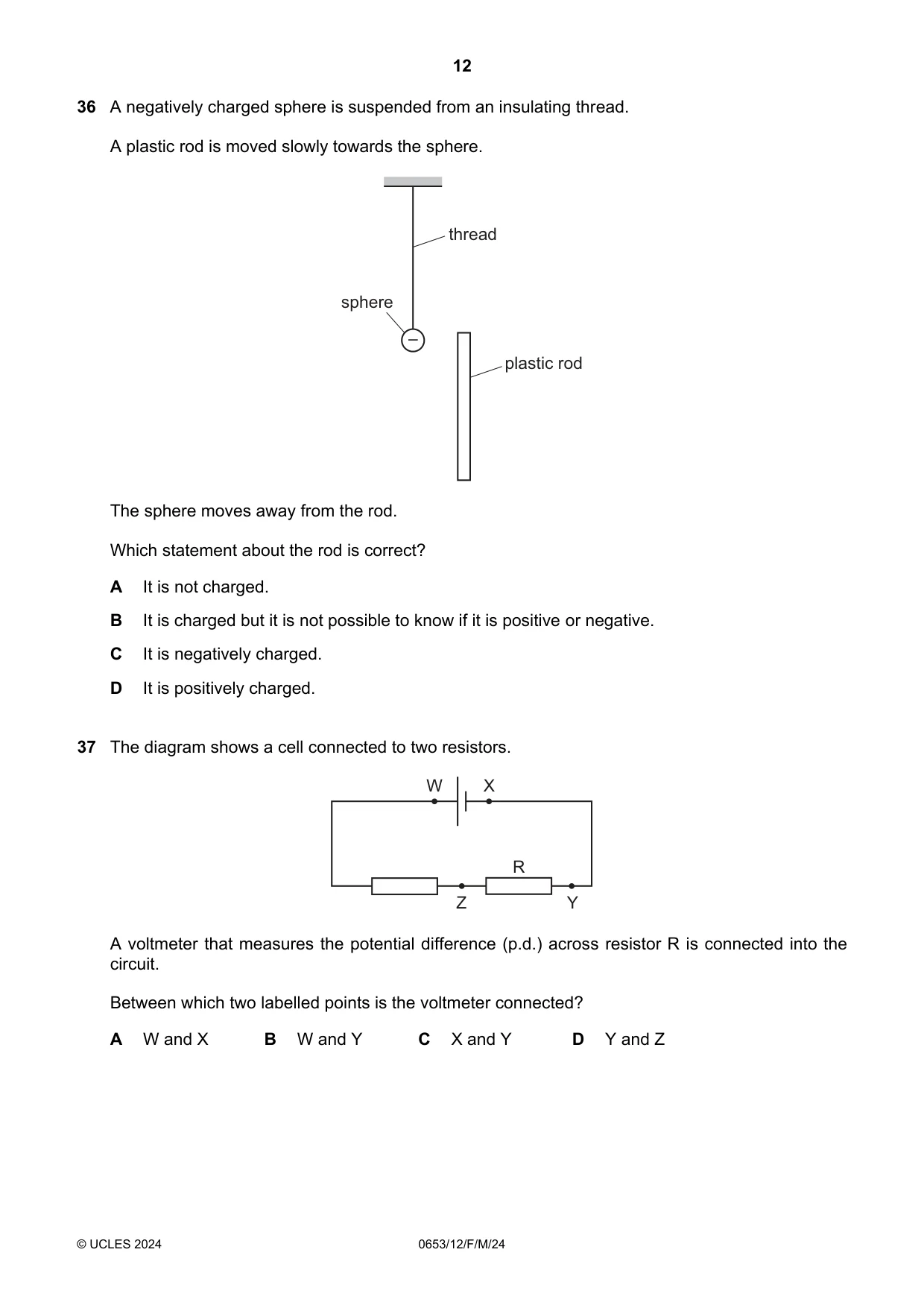 Cambridge IGCSE Science - Combined 0653 2024 Feb/March Paper 1 · Variant 2 question paper, page 12 of 16