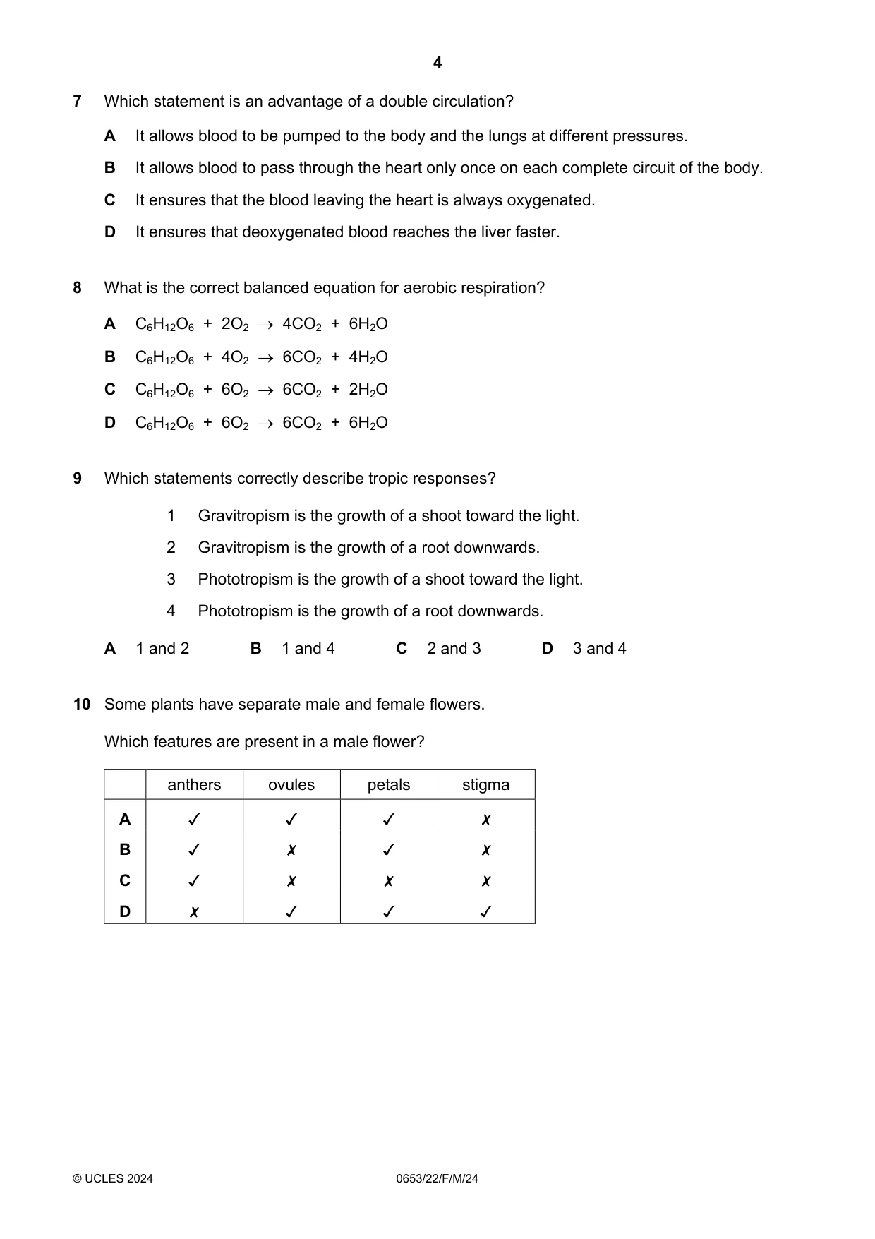 Cambridge IGCSE Science - Combined 0653 2024 Feb/March Paper 2 · Variant 2 question paper, page 4 of 16