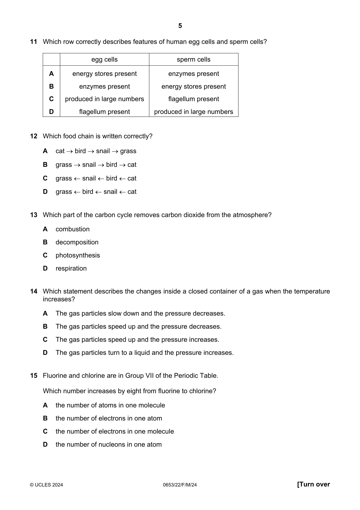Cambridge IGCSE Science - Combined 0653 2024 Feb/March Paper 2 · Variant 2 question paper, page 5 of 16