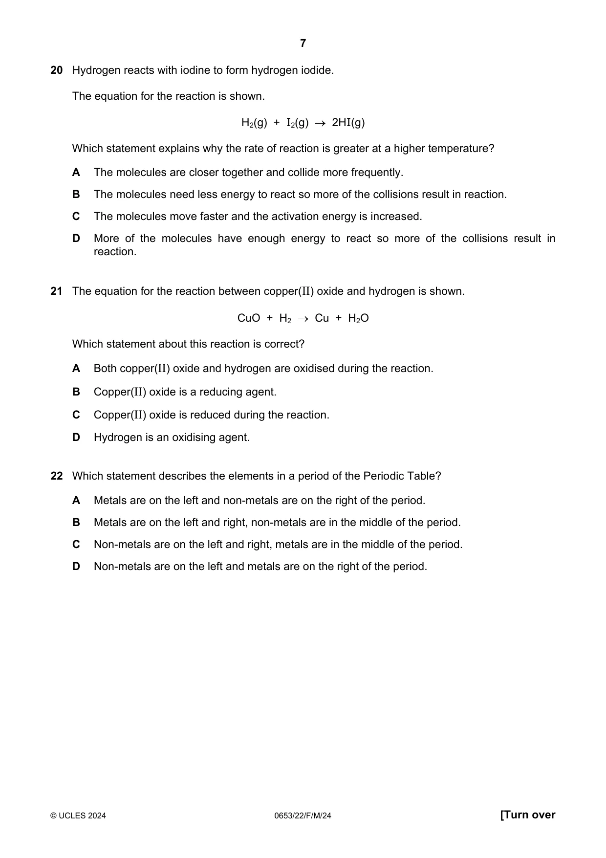 Cambridge IGCSE Science - Combined 0653 2024 Feb/March Paper 2 · Variant 2 question paper, page 7 of 16