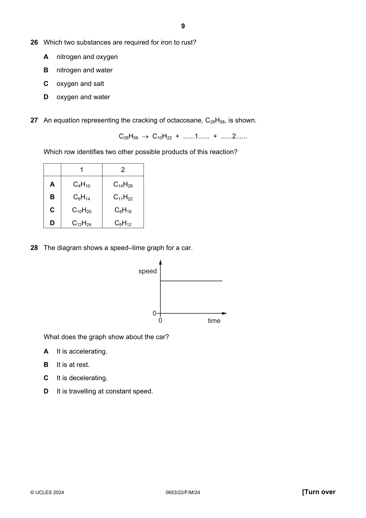 Cambridge IGCSE Science - Combined 0653 2024 Feb/March Paper 2 · Variant 2 question paper, page 9 of 16