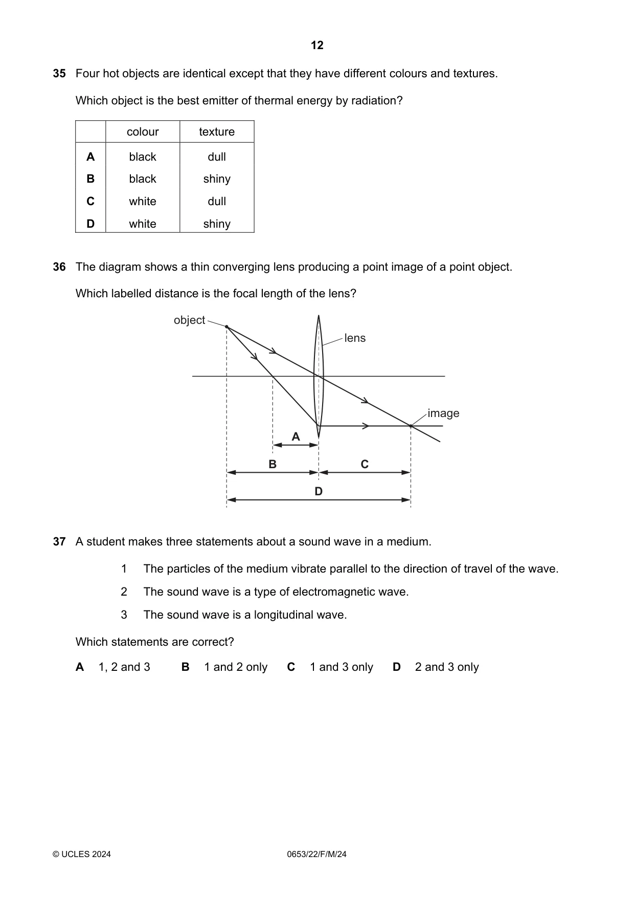 Cambridge IGCSE Science - Combined 0653 2024 Feb/March Paper 2 · Variant 2 question paper, page 12 of 16