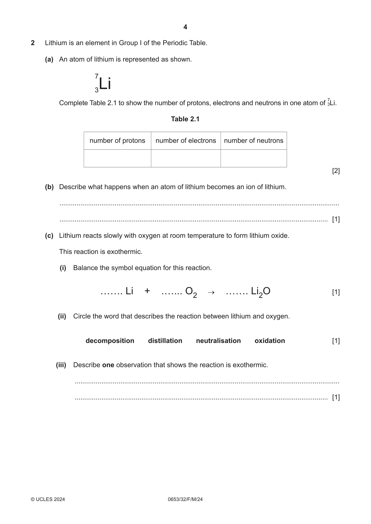 Cambridge IGCSE Science - Combined 0653 2024 Feb/March Paper 3 · Variant 2 question paper, page 4 of 24