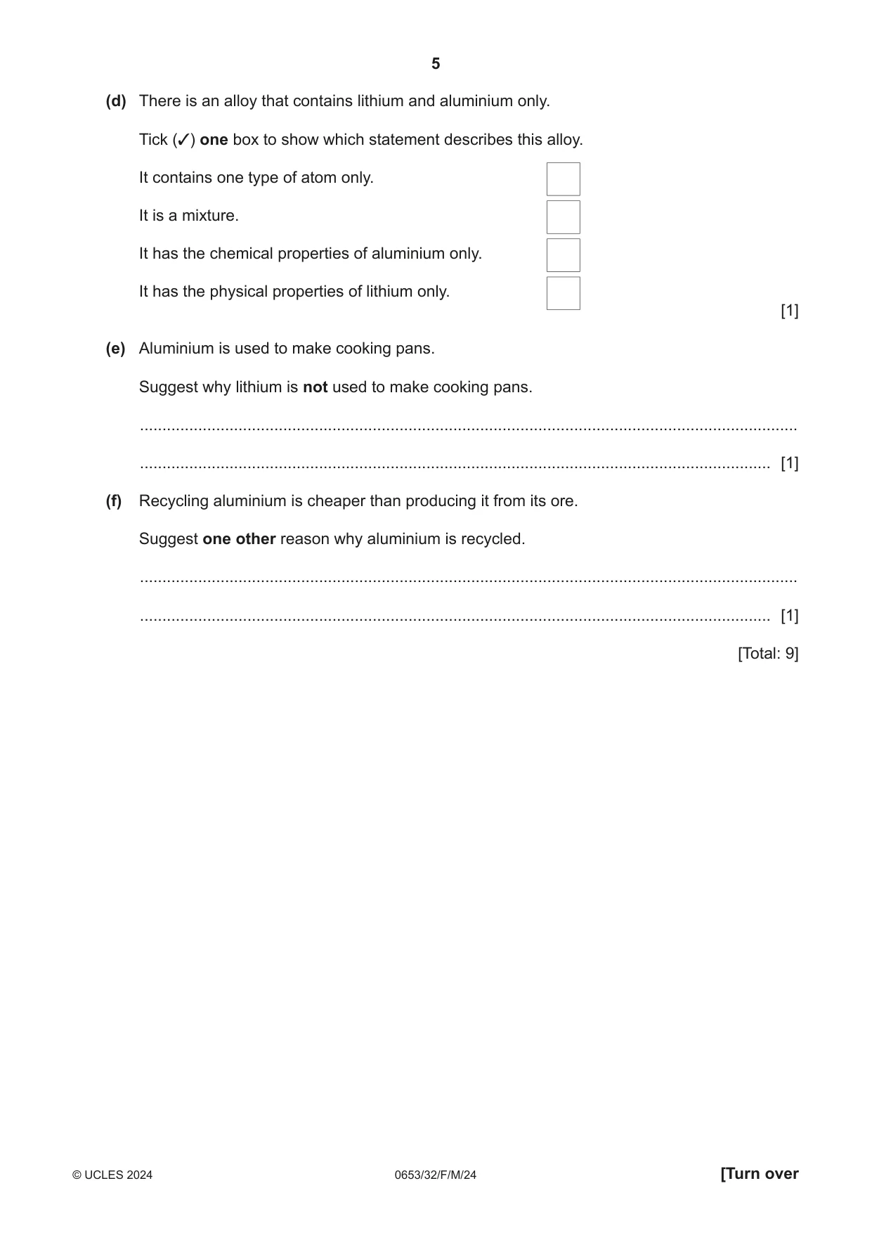 Cambridge IGCSE Science - Combined 0653 2024 Feb/March Paper 3 · Variant 2 question paper, page 5 of 24