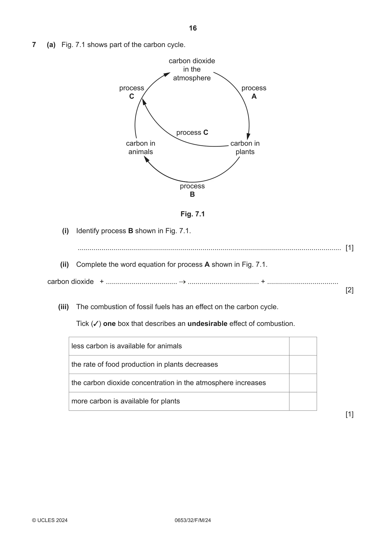 Cambridge IGCSE Science - Combined 0653 2024 Feb/March Paper 3 · Variant 2 question paper, page 16 of 24