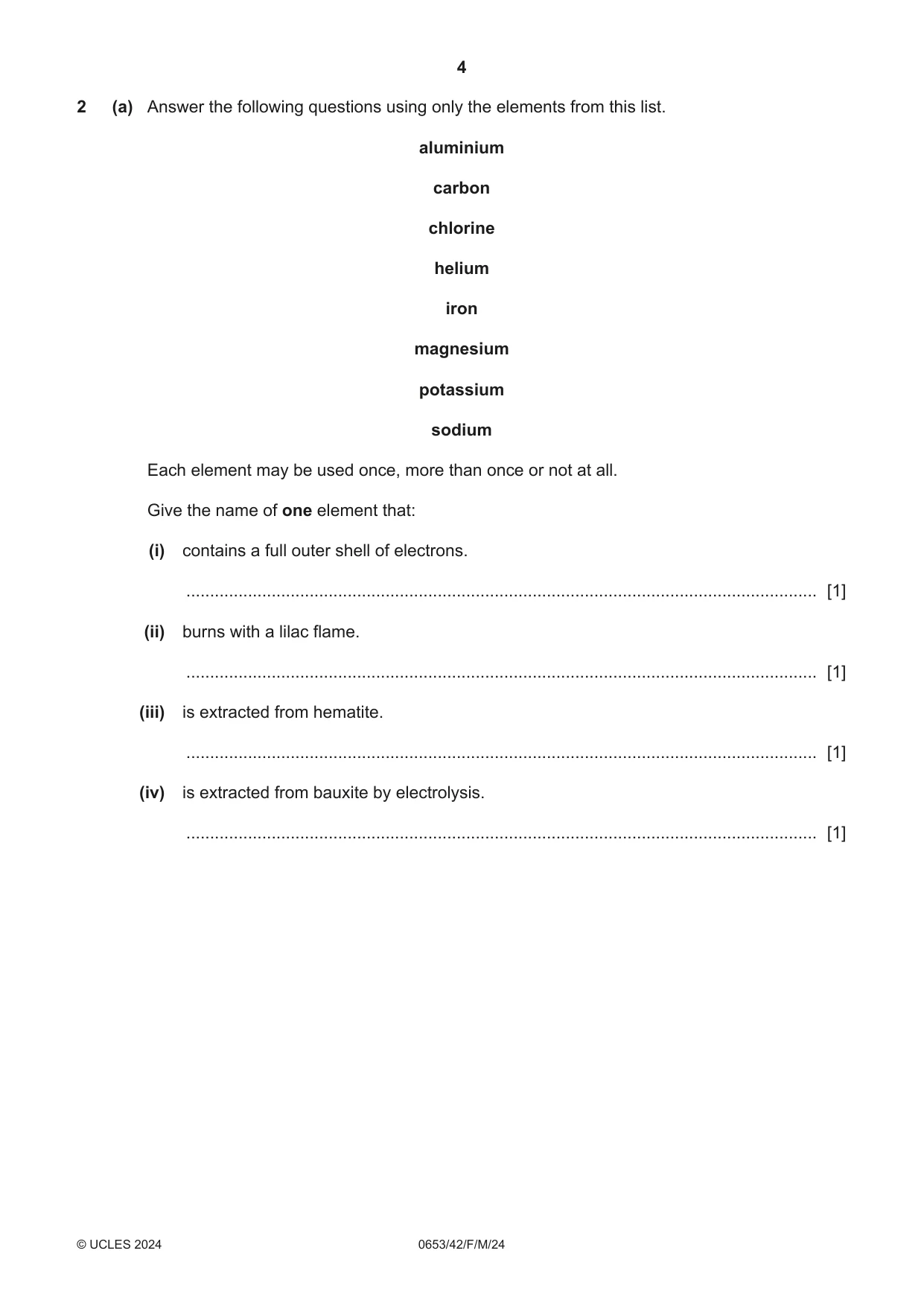 Cambridge IGCSE Science - Combined 0653 2024 Feb/March Paper 4 · Variant 2 question paper, page 4 of 20