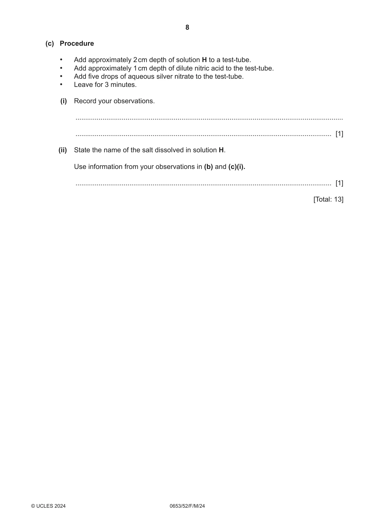 Cambridge IGCSE Science - Combined 0653 2024 Feb/March Paper 5 · Variant 2 question paper, page 8 of 12