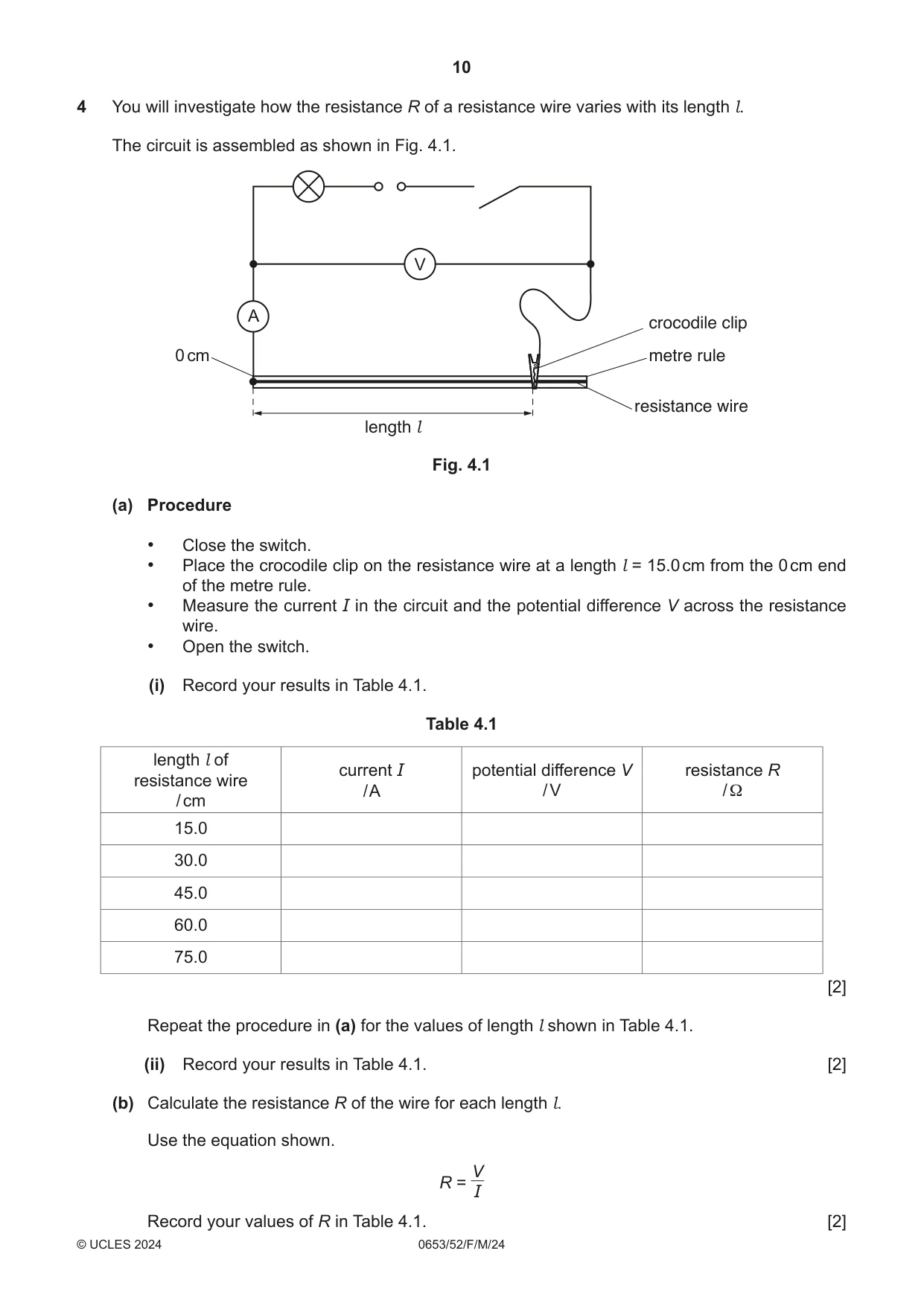 Cambridge IGCSE Science - Combined 0653 2024 Feb/March Paper 5 · Variant 2 question paper, page 10 of 12