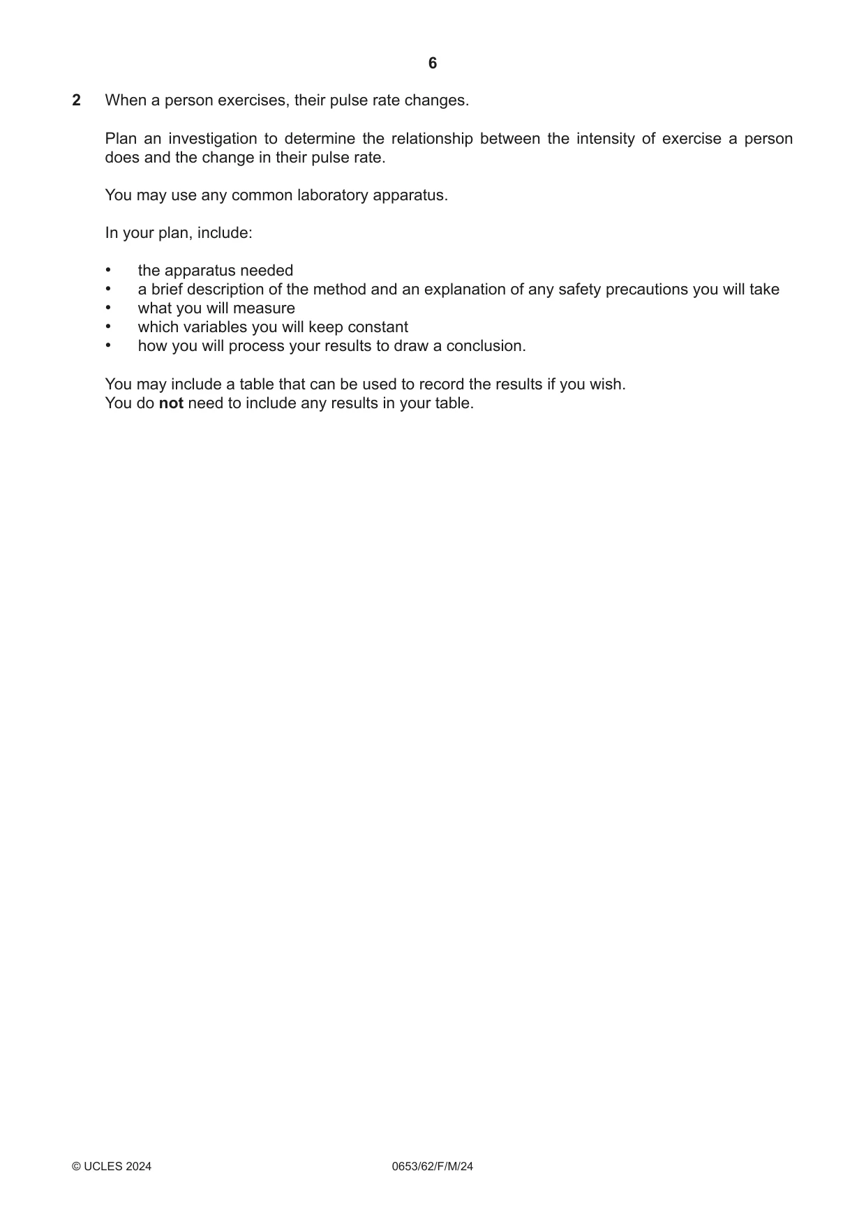 Cambridge IGCSE Science - Combined 0653 2024 Feb/March Paper 6 · Variant 2 question paper, page 6 of 16