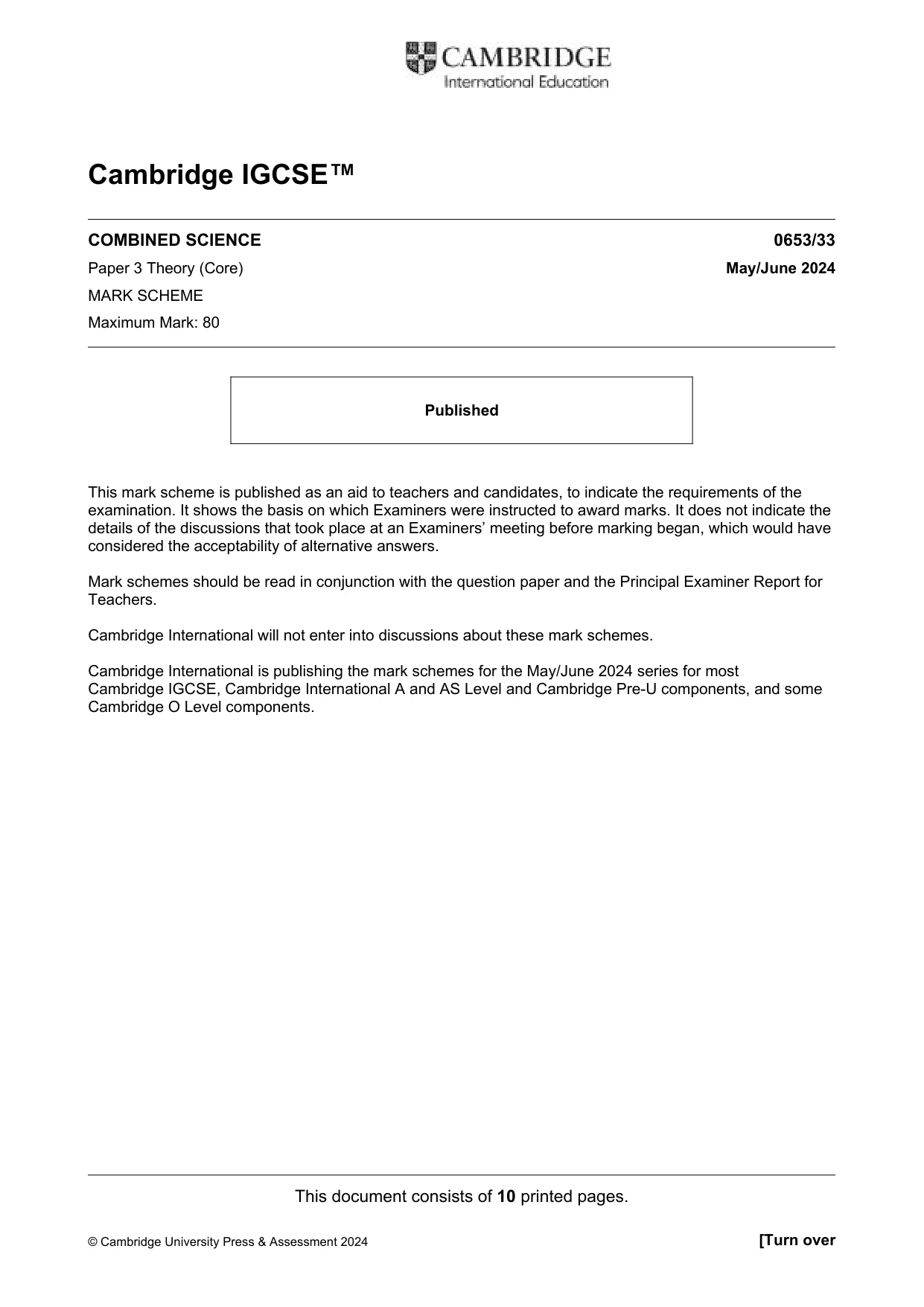 Mark scheme, page 1 of 10