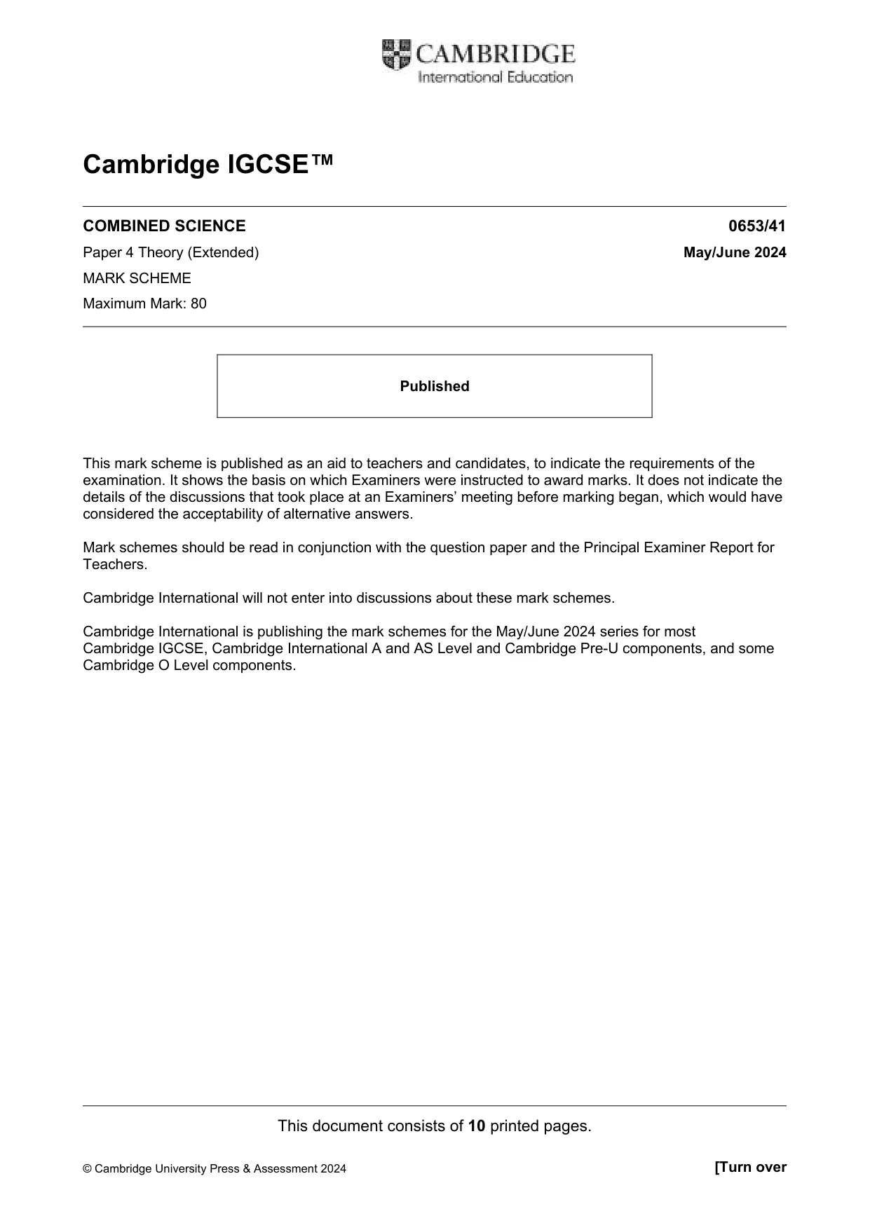 Mark scheme, page 1 of 10