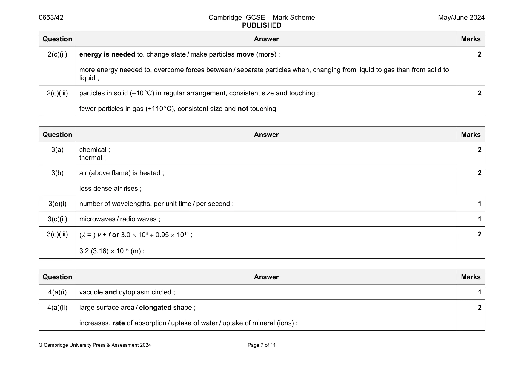 Mark scheme, page 7 of 11