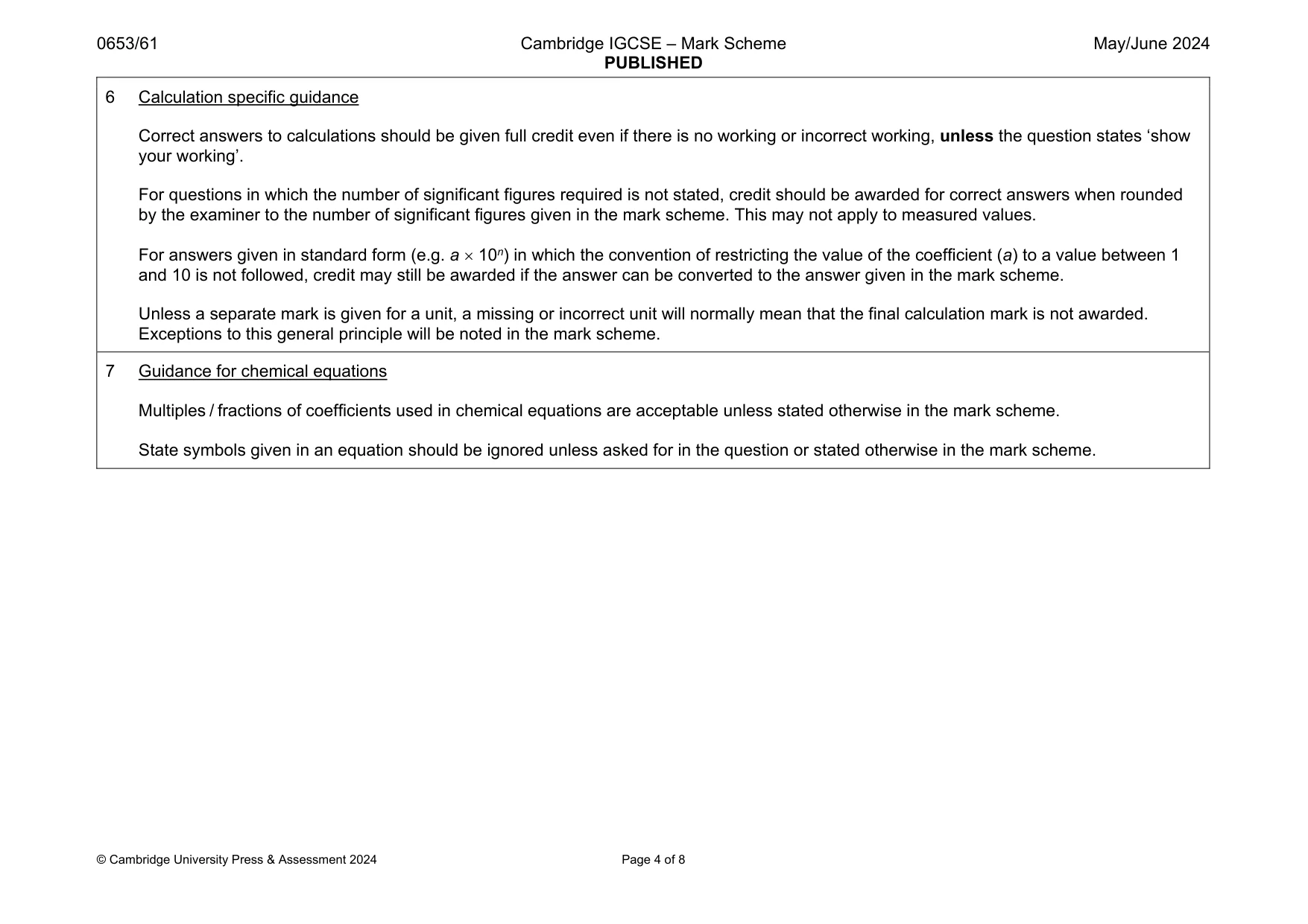 Mark scheme, page 4 of 8