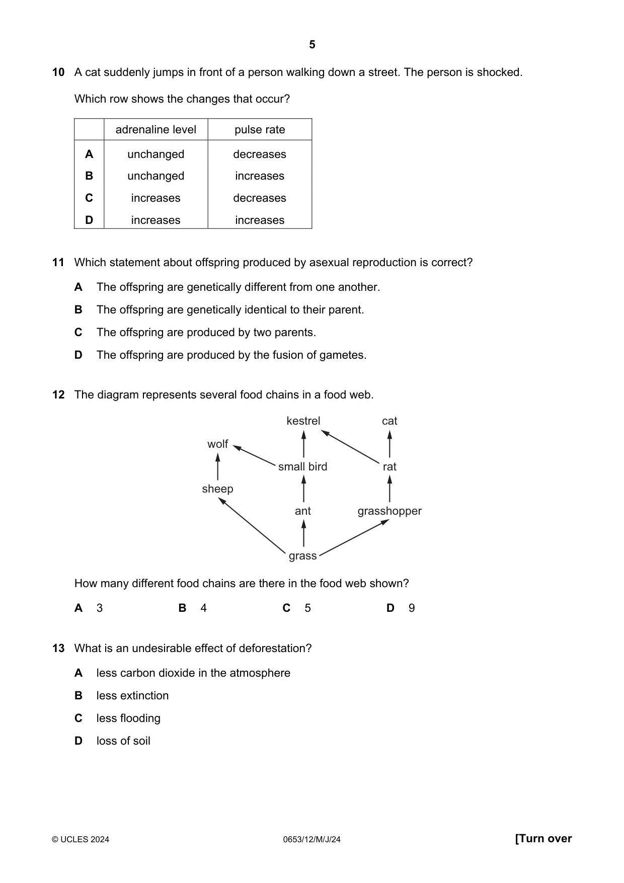 Cambridge IGCSE Science - Combined 0653 2024 May/June Paper 1 · Variant 2 question paper, page 5 of 16