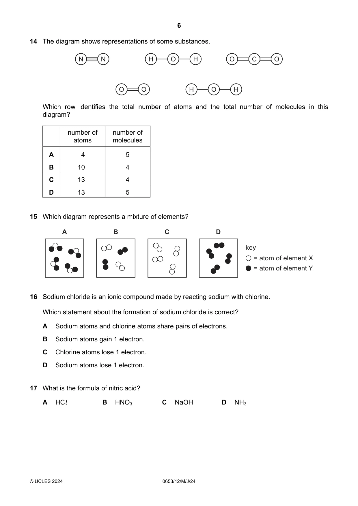 Cambridge IGCSE Science - Combined 0653 2024 May/June Paper 1 · Variant 2 question paper, page 6 of 16