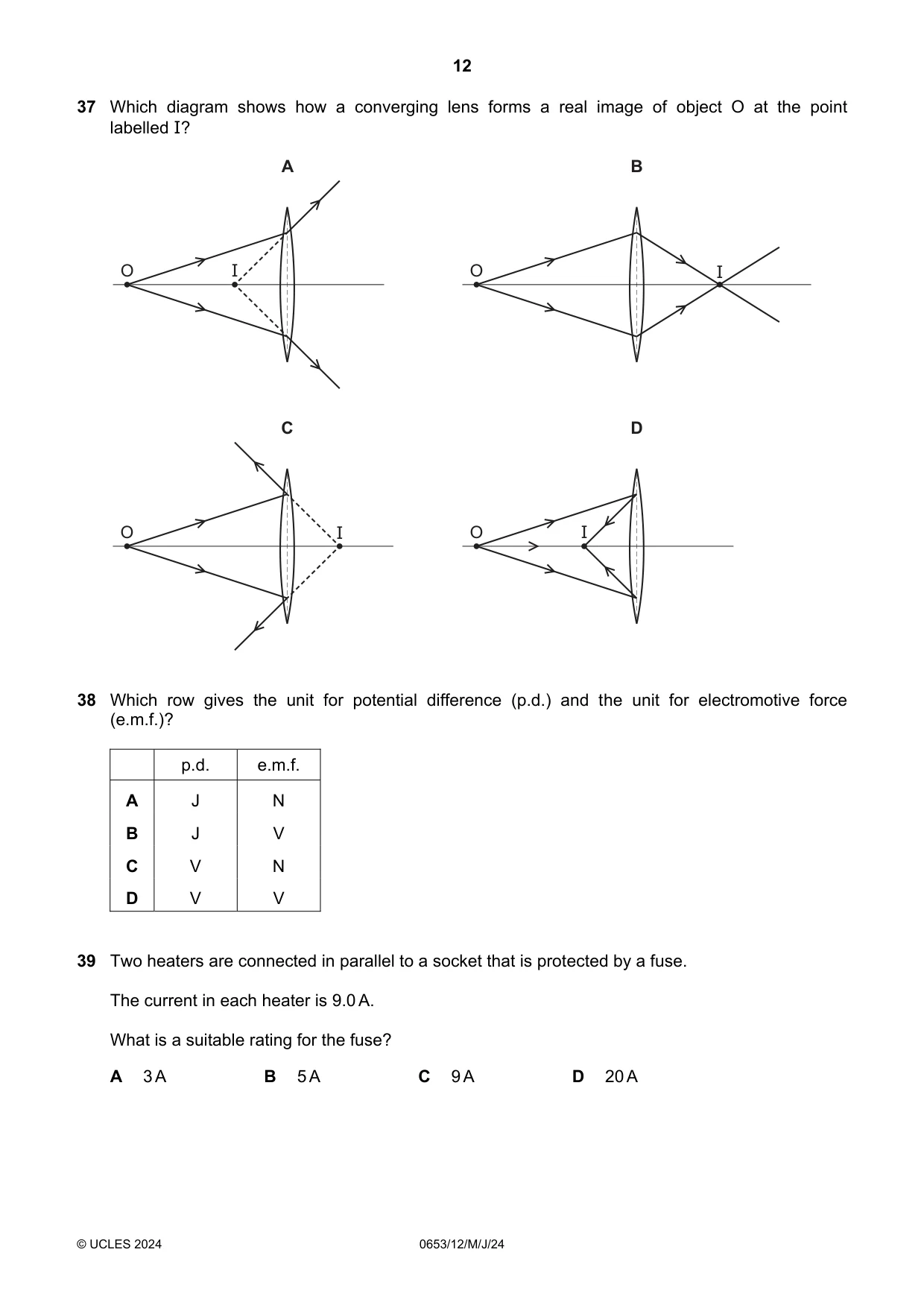 Cambridge IGCSE Science - Combined 0653 2024 May/June Paper 1 · Variant 2 question paper, page 12 of 16