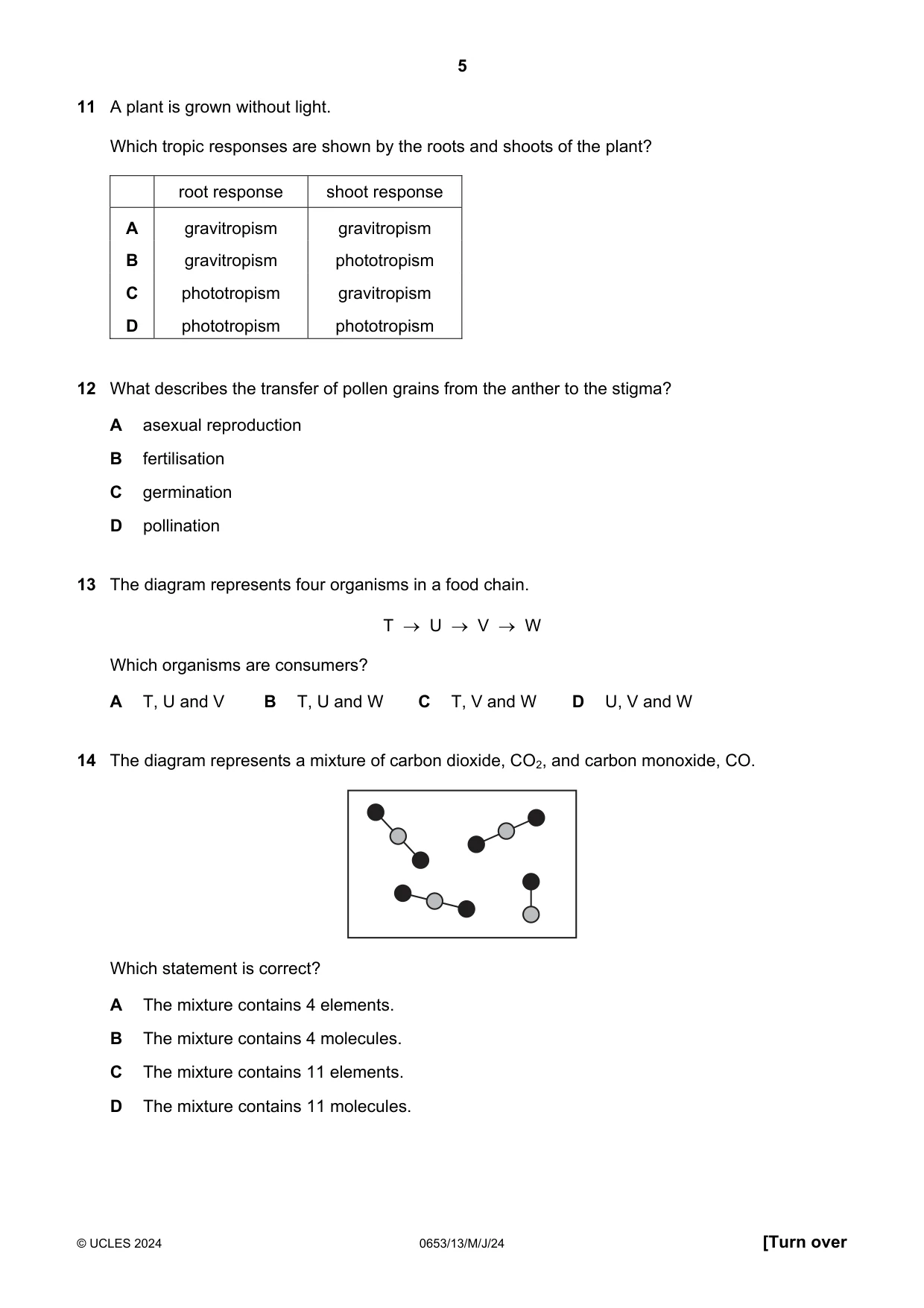 Cambridge IGCSE Science - Combined 0653 2024 May/June Paper 1 · Variant 3 question paper, page 5 of 16