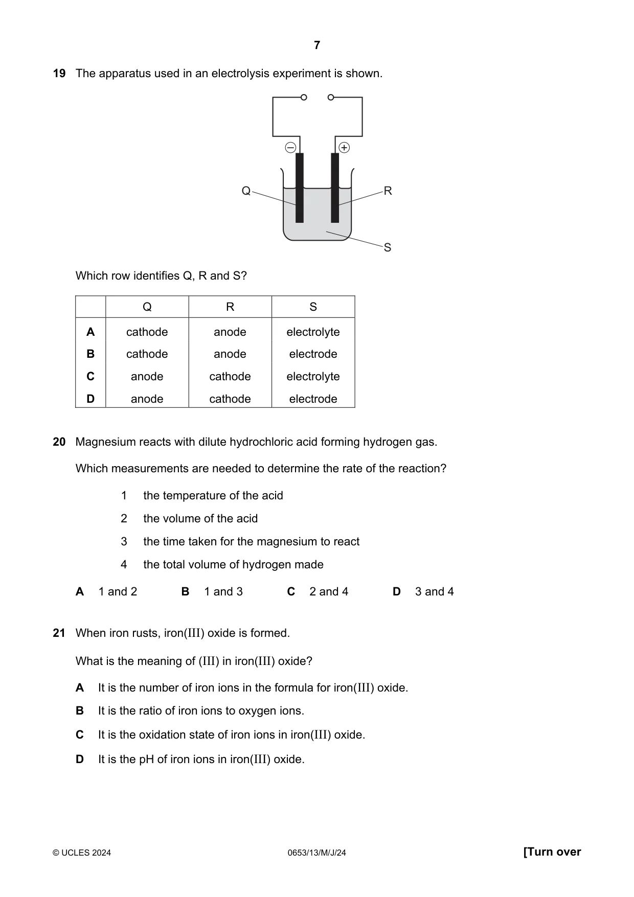 Cambridge IGCSE Science - Combined 0653 2024 May/June Paper 1 · Variant 3 question paper, page 7 of 16