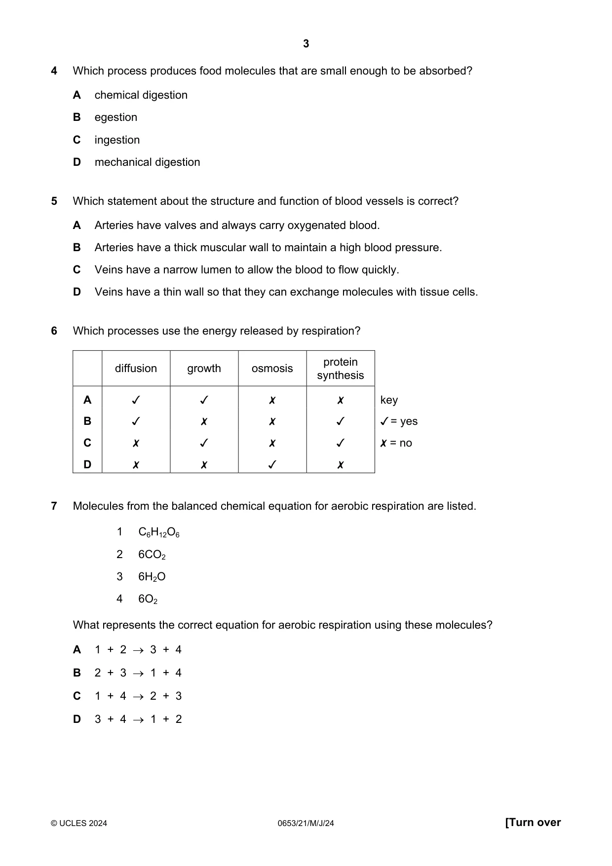 Cambridge IGCSE Science - Combined 0653 2024 May/June Paper 2 · Variant 1 question paper, page 3 of 16