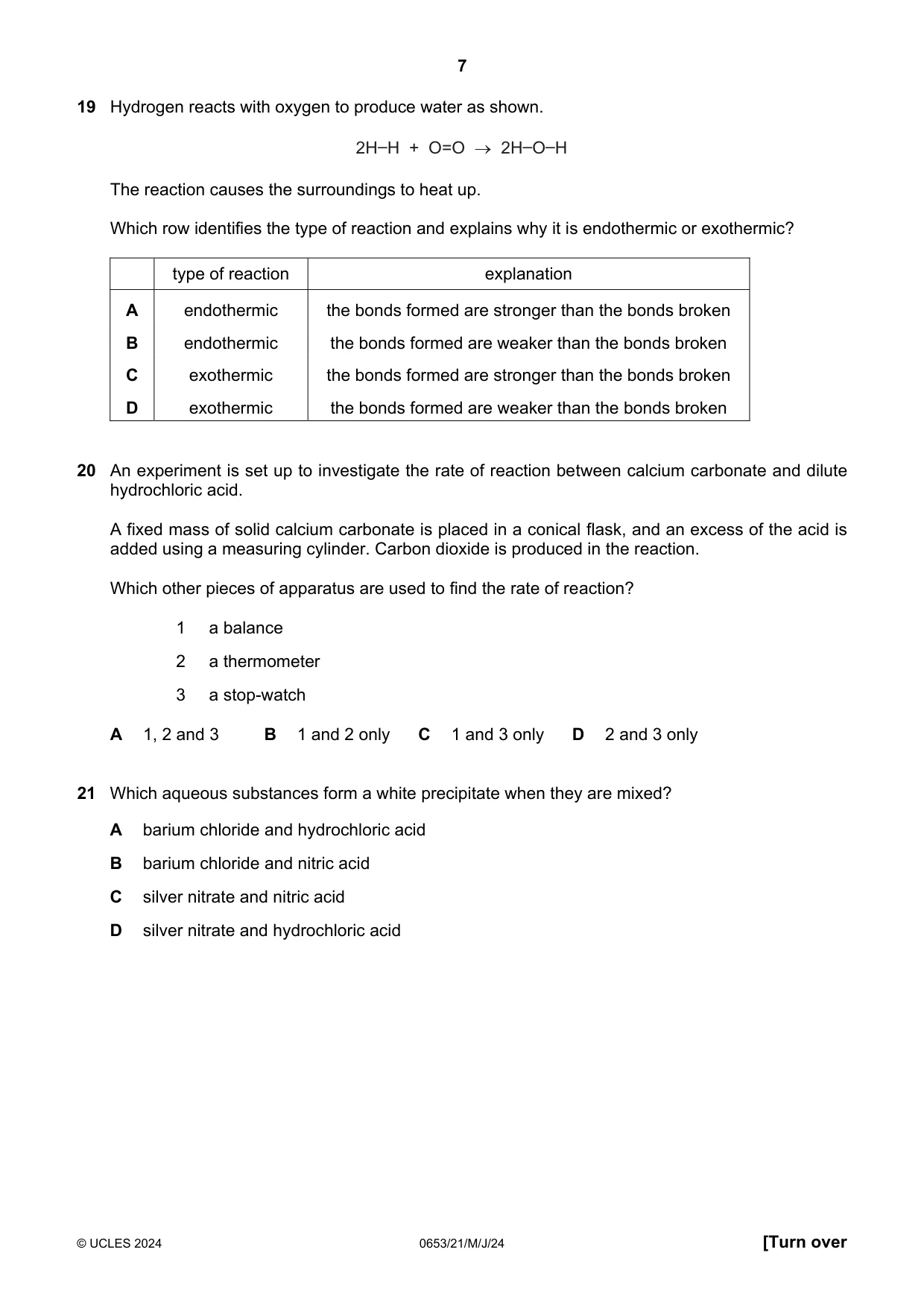 Cambridge IGCSE Science - Combined 0653 2024 May/June Paper 2 · Variant 1 question paper, page 7 of 16