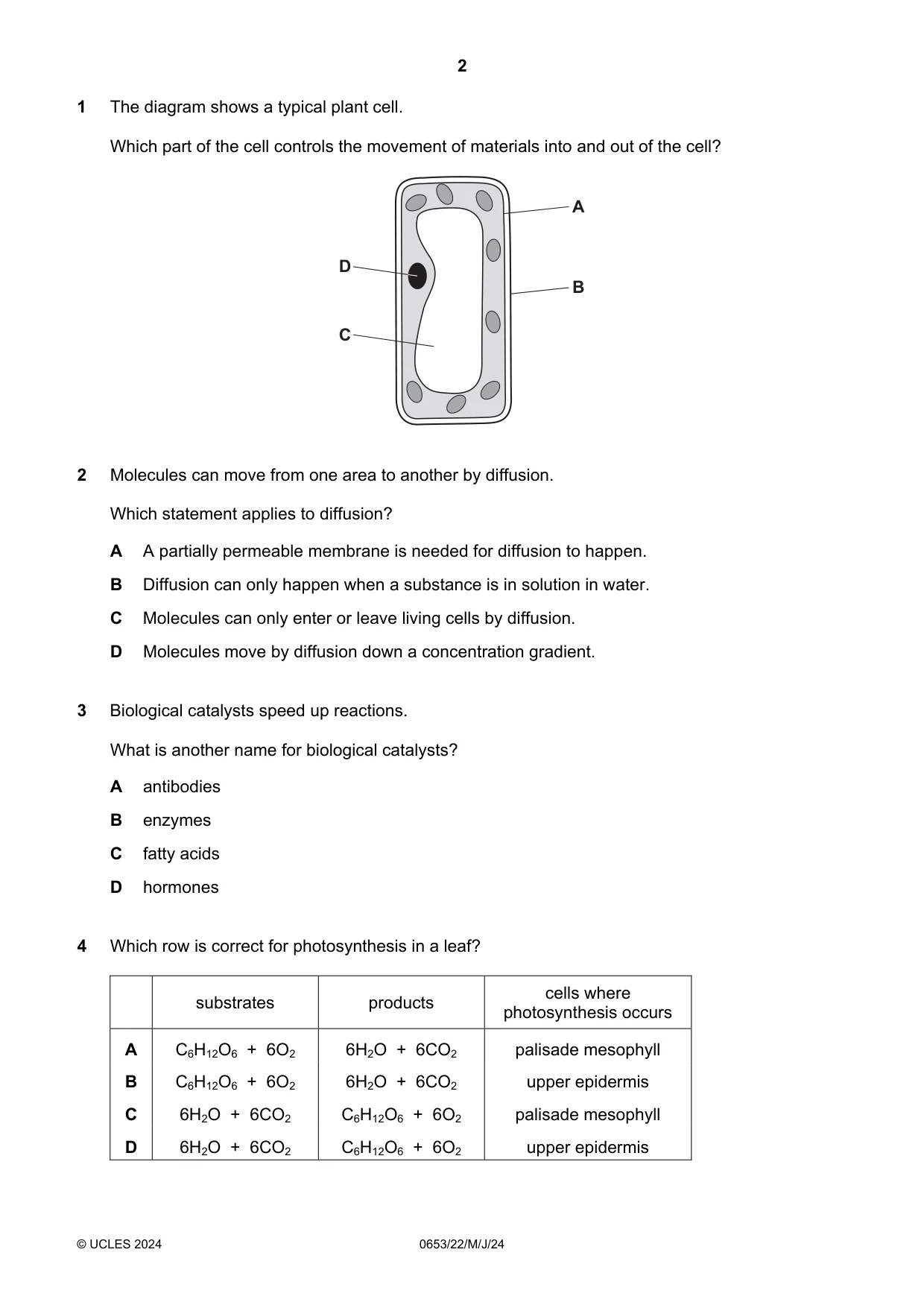 Cambridge IGCSE Science - Combined 0653 2024 May/June Paper 2 · Variant 2 question paper, page 2 of 16