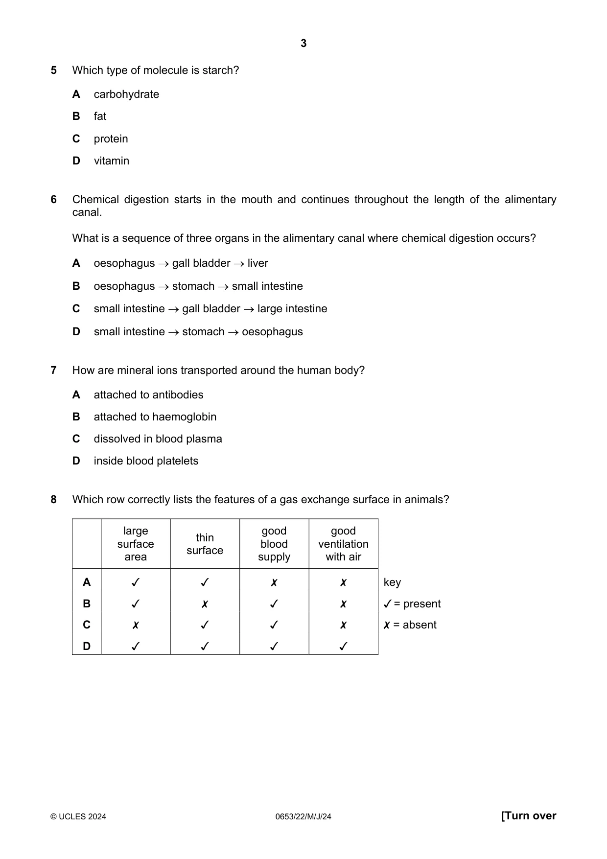 Cambridge IGCSE Science - Combined 0653 2024 May/June Paper 2 · Variant 2 question paper, page 3 of 16