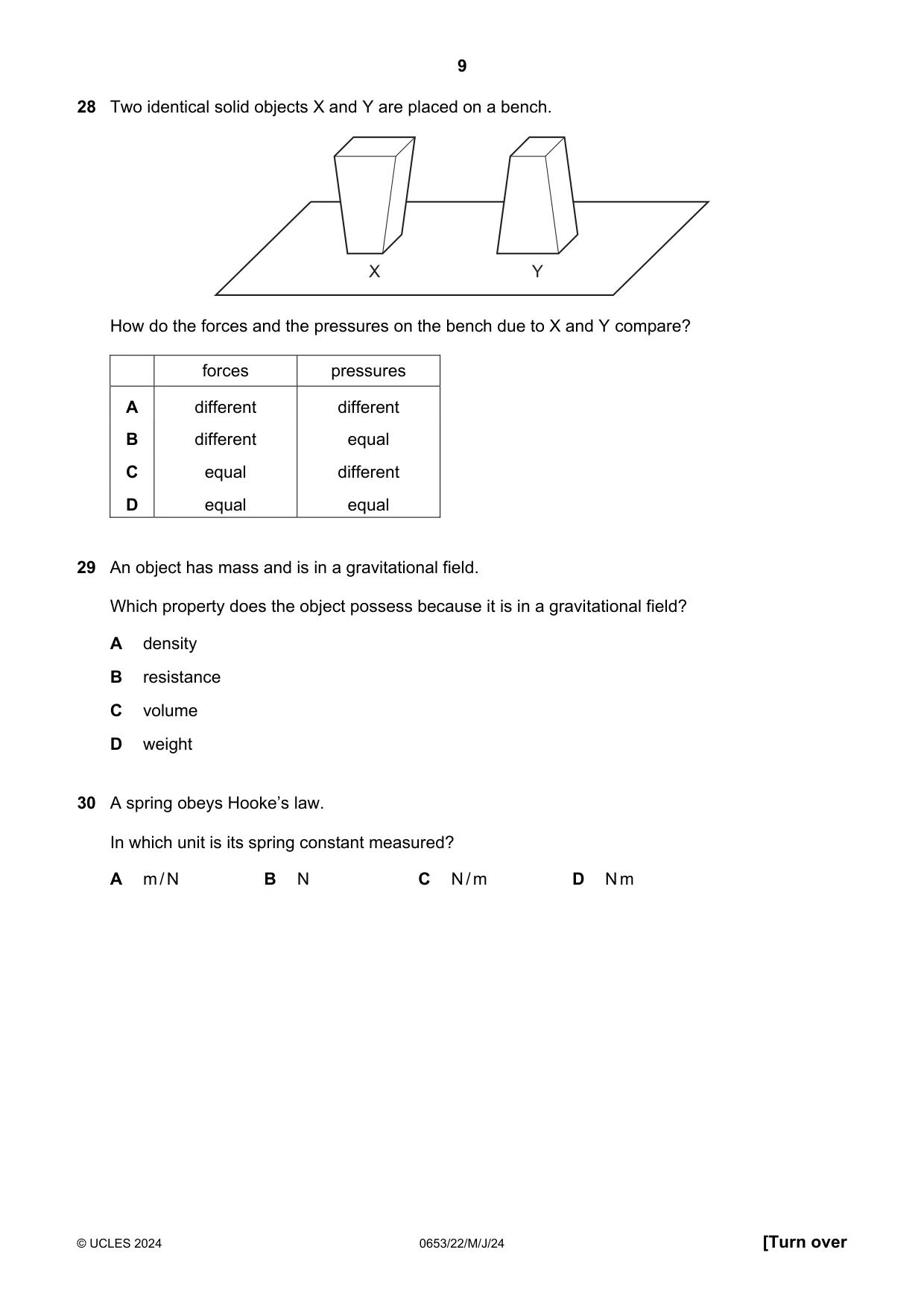 Cambridge IGCSE Science - Combined 0653 2024 May/June Paper 2 · Variant 2 question paper, page 9 of 16