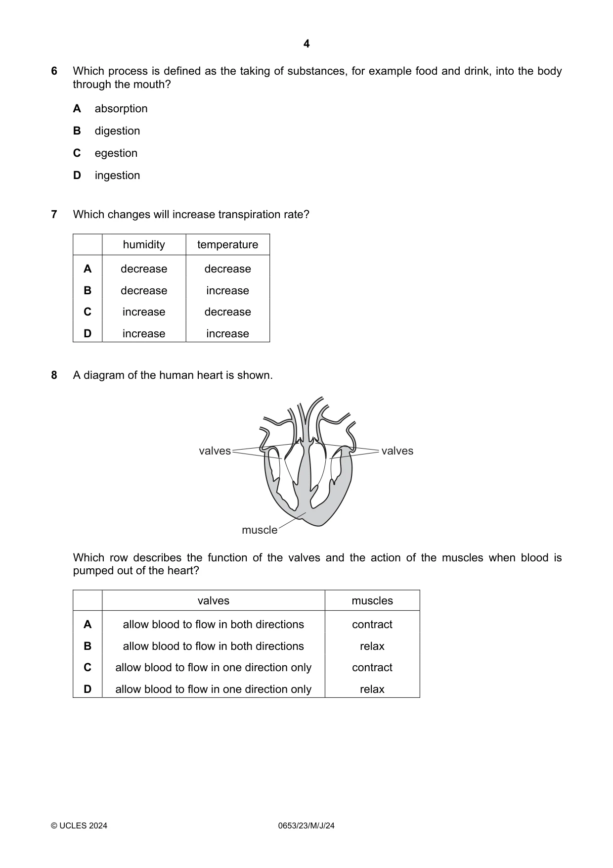 Cambridge IGCSE Science - Combined 0653 2024 May/June Paper 2 · Variant 3 question paper, page 4 of 16
