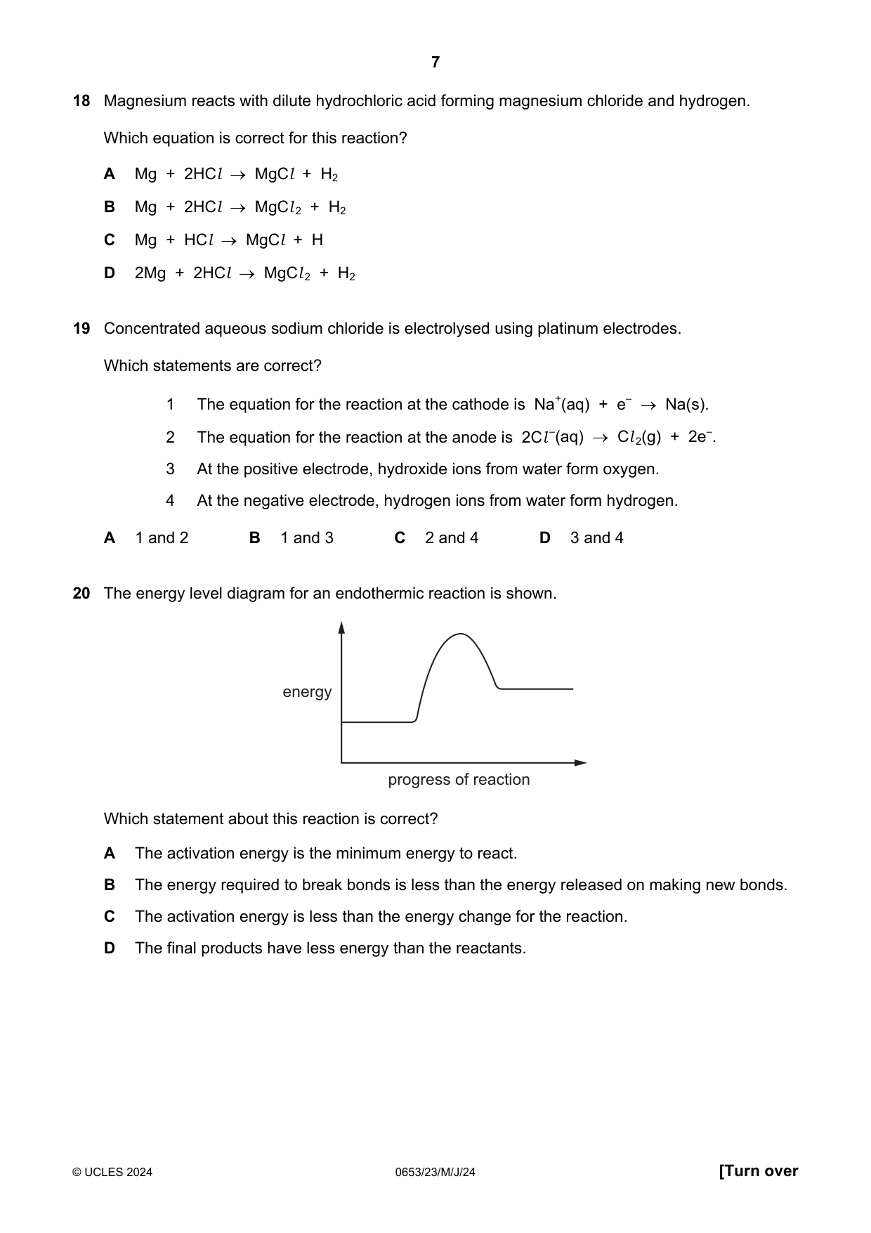 Cambridge IGCSE Science - Combined 0653 2024 May/June Paper 2 · Variant 3 question paper, page 7 of 16