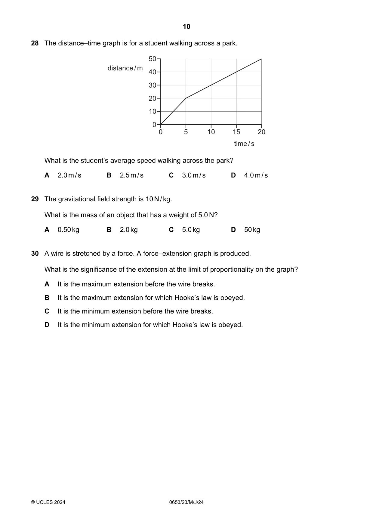Cambridge IGCSE Science - Combined 0653 2024 May/June Paper 2 · Variant 3 question paper, page 10 of 16