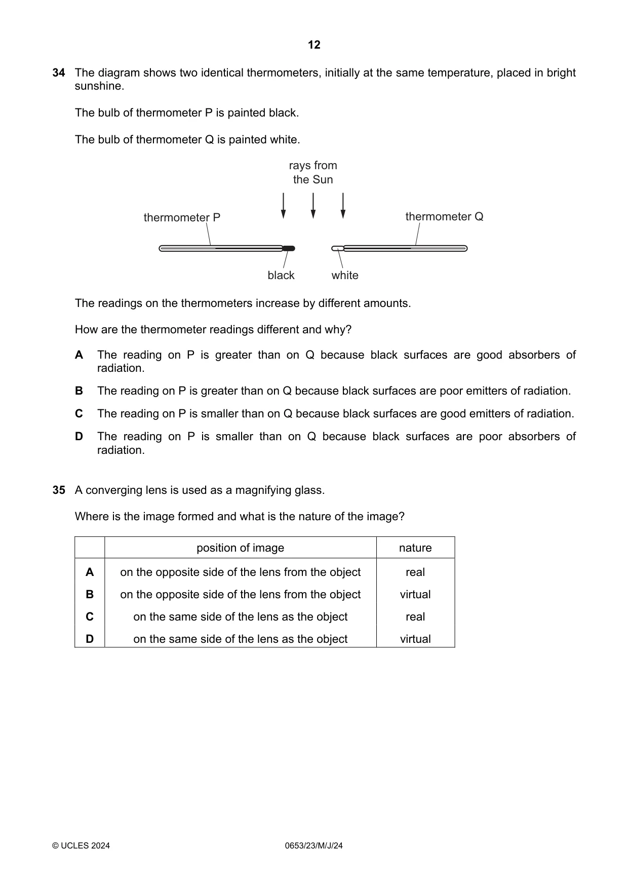 Cambridge IGCSE Science - Combined 0653 2024 May/June Paper 2 · Variant 3 question paper, page 12 of 16
