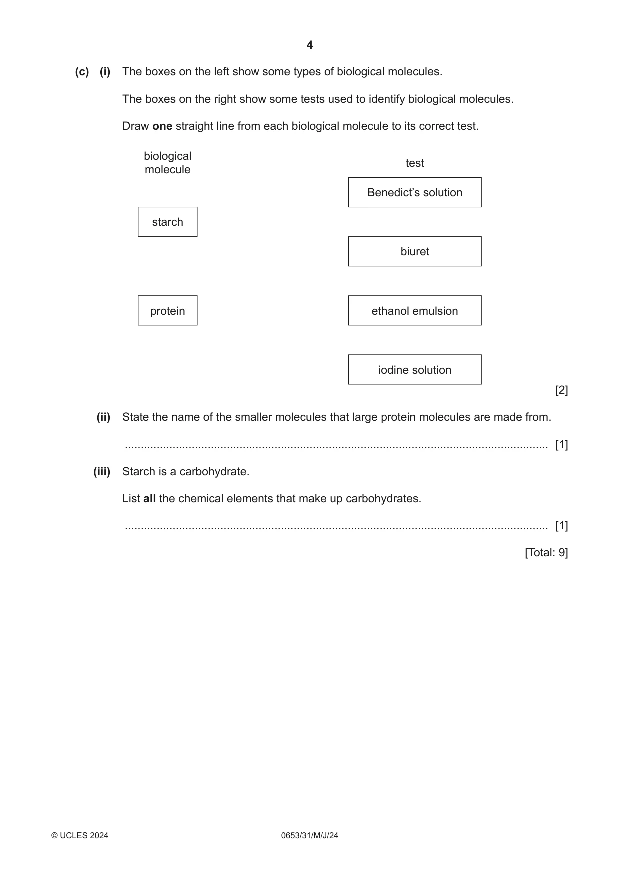 Cambridge IGCSE Science - Combined 0653 2024 May/June Paper 3 · Variant 1 question paper, page 4 of 24