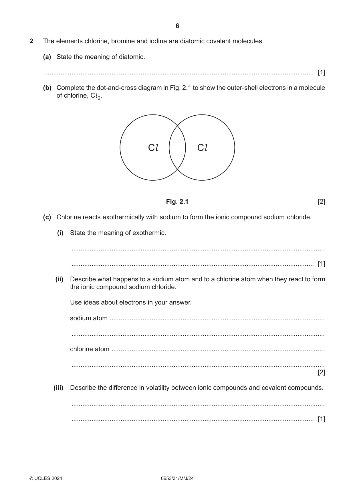 Cambridge IGCSE Science - Combined 0653 2024 May/June Paper 3 · Variant 1 question paper, page 6 of 24