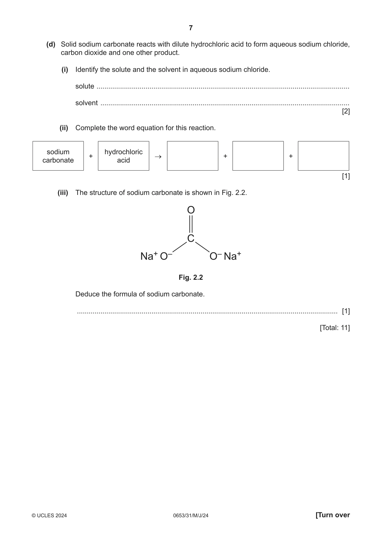 Cambridge IGCSE Science - Combined 0653 2024 May/June Paper 3 · Variant 1 question paper, page 7 of 24