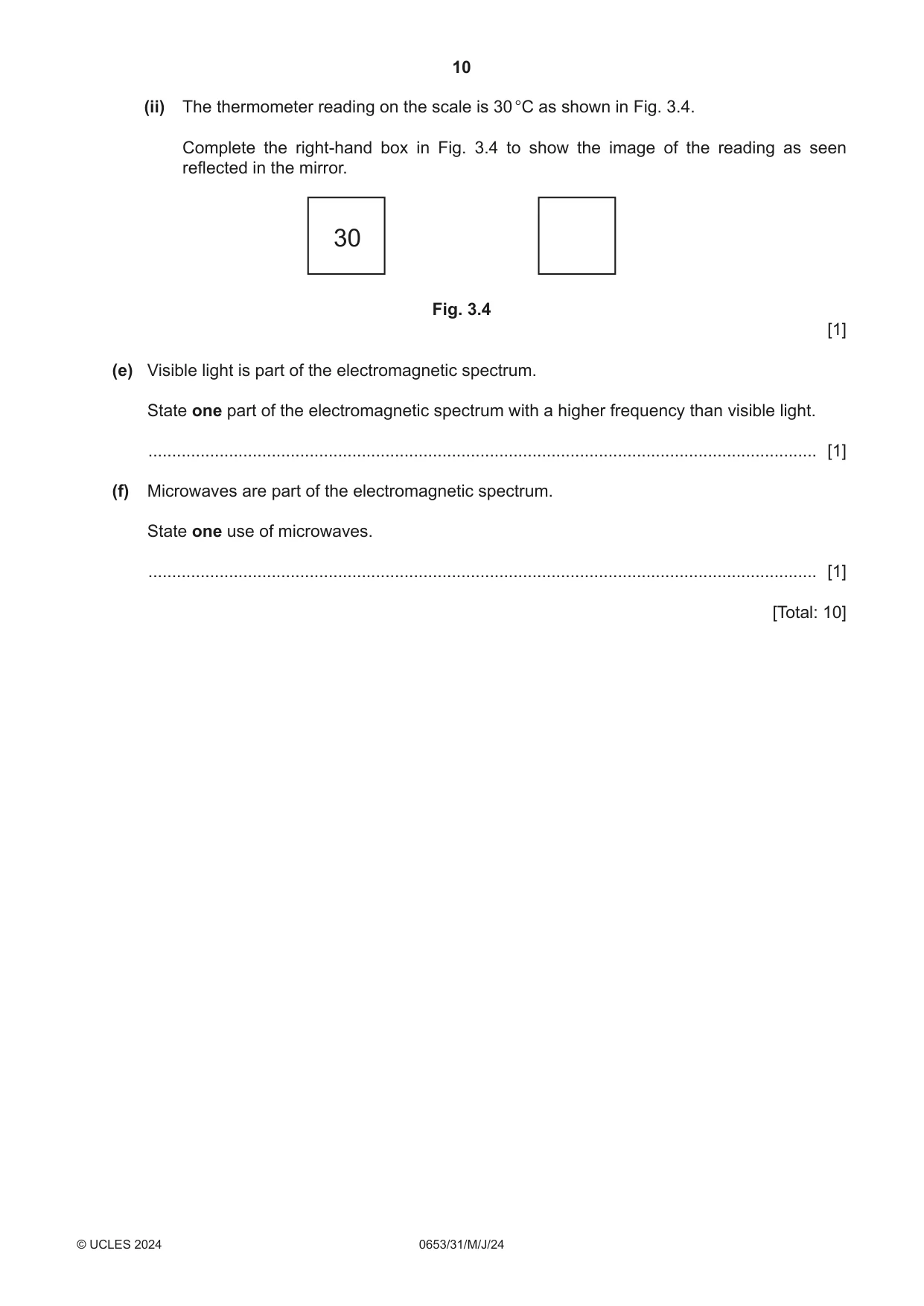 Cambridge IGCSE Science - Combined 0653 2024 May/June Paper 3 · Variant 1 question paper, page 10 of 24