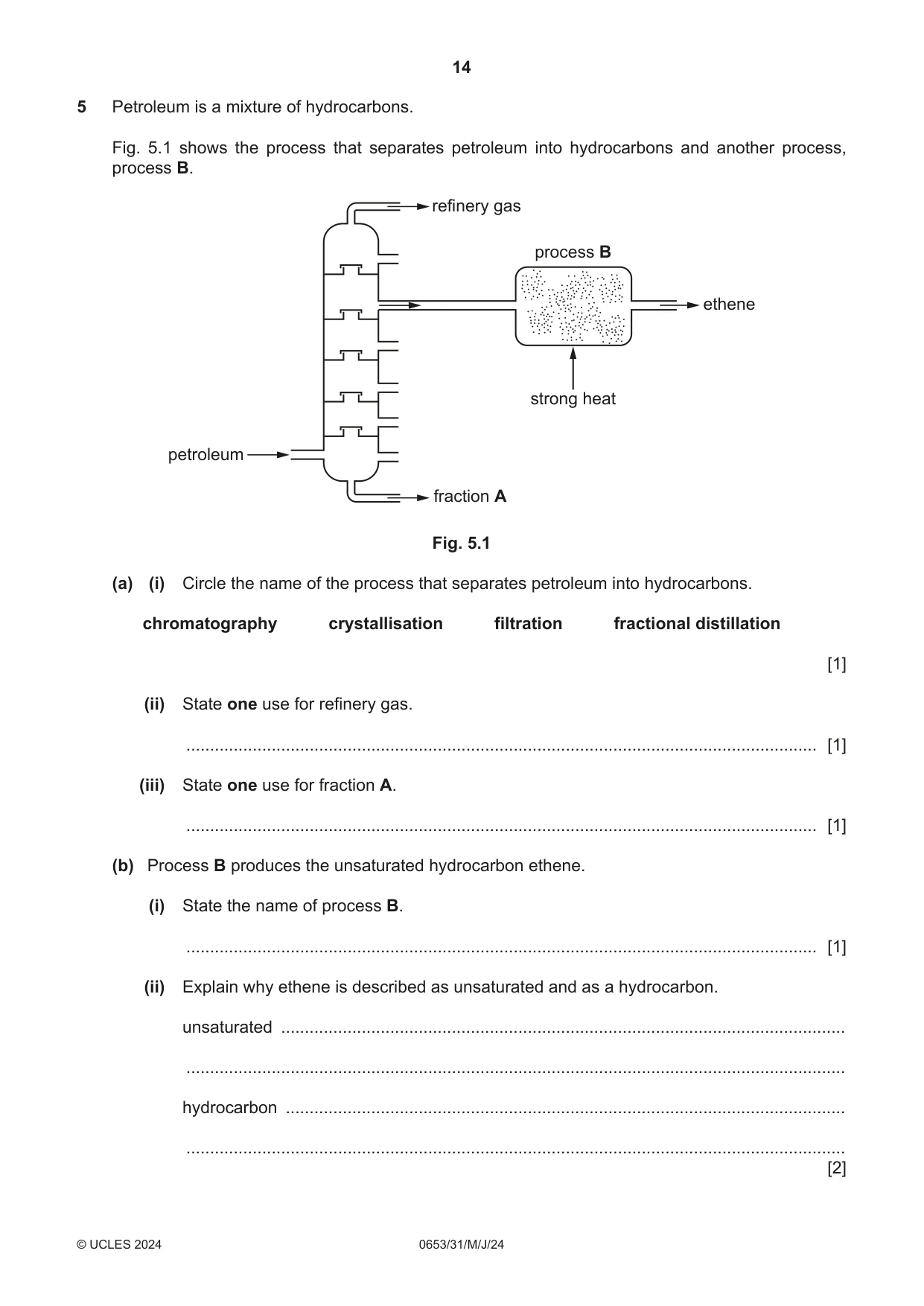 Cambridge IGCSE Science - Combined 0653 2024 May/June Paper 3 · Variant 1 question paper, page 14 of 24