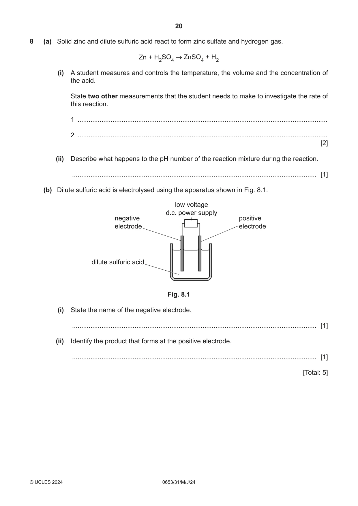 Cambridge IGCSE Science - Combined 0653 2024 May/June Paper 3 · Variant 1 question paper, page 20 of 24
