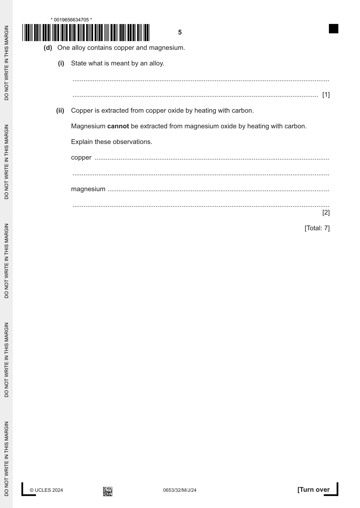 Cambridge IGCSE Science - Combined 0653 2024 May/June Paper 3 · Variant 2 question paper, page 5 of 24