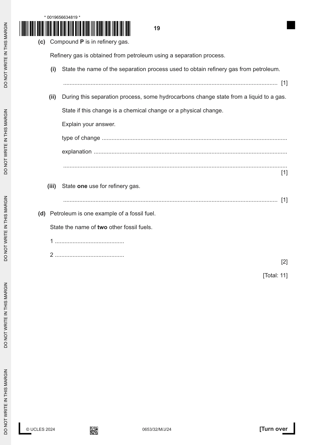 Cambridge IGCSE Science - Combined 0653 2024 May/June Paper 3 · Variant 2 question paper, page 19 of 24